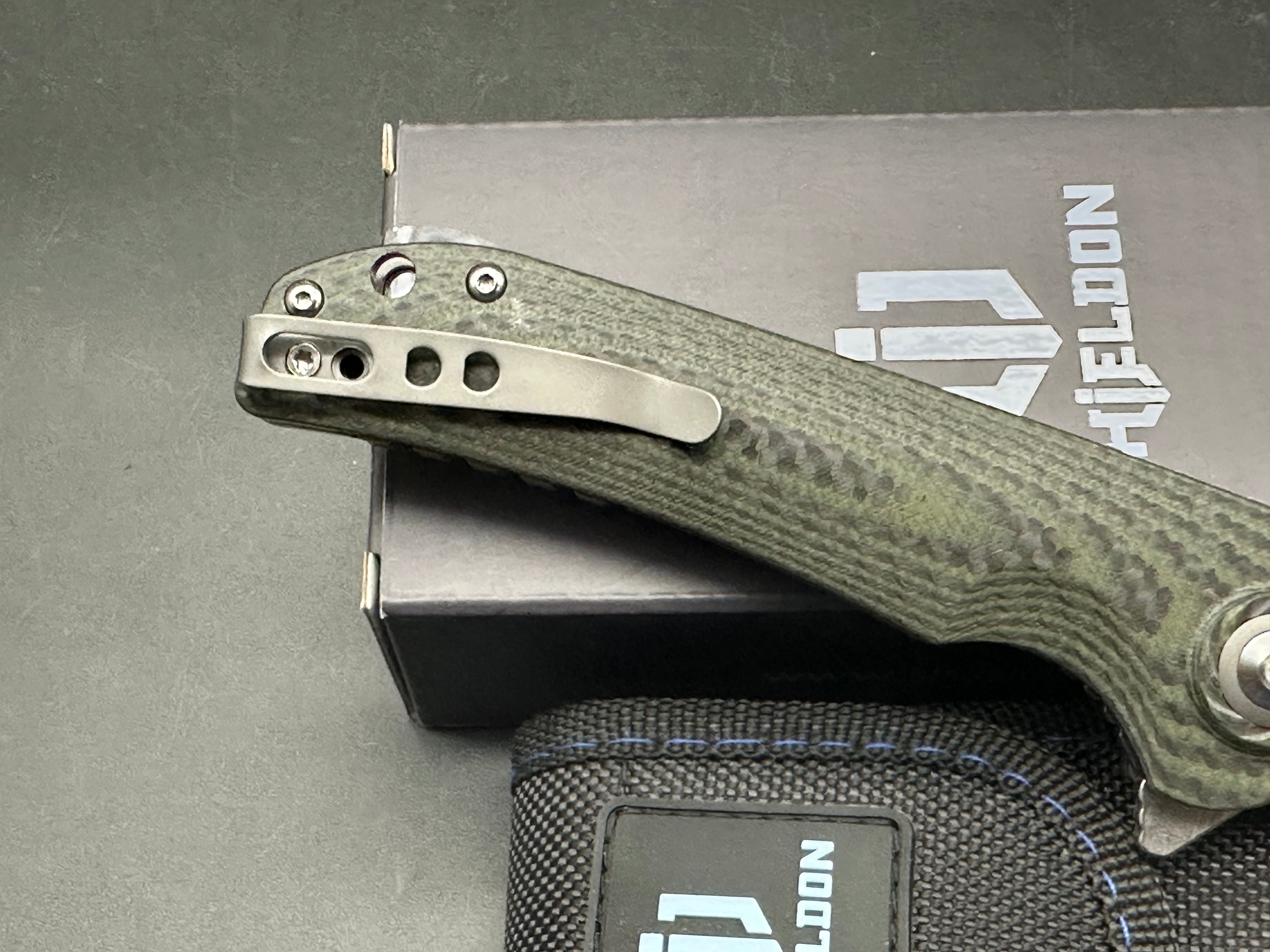 SHIELDON TORTANK LINERLOCK BLACK/GREEN G10 FOLDING 9CR18MOV DAMASCUS KNIFE