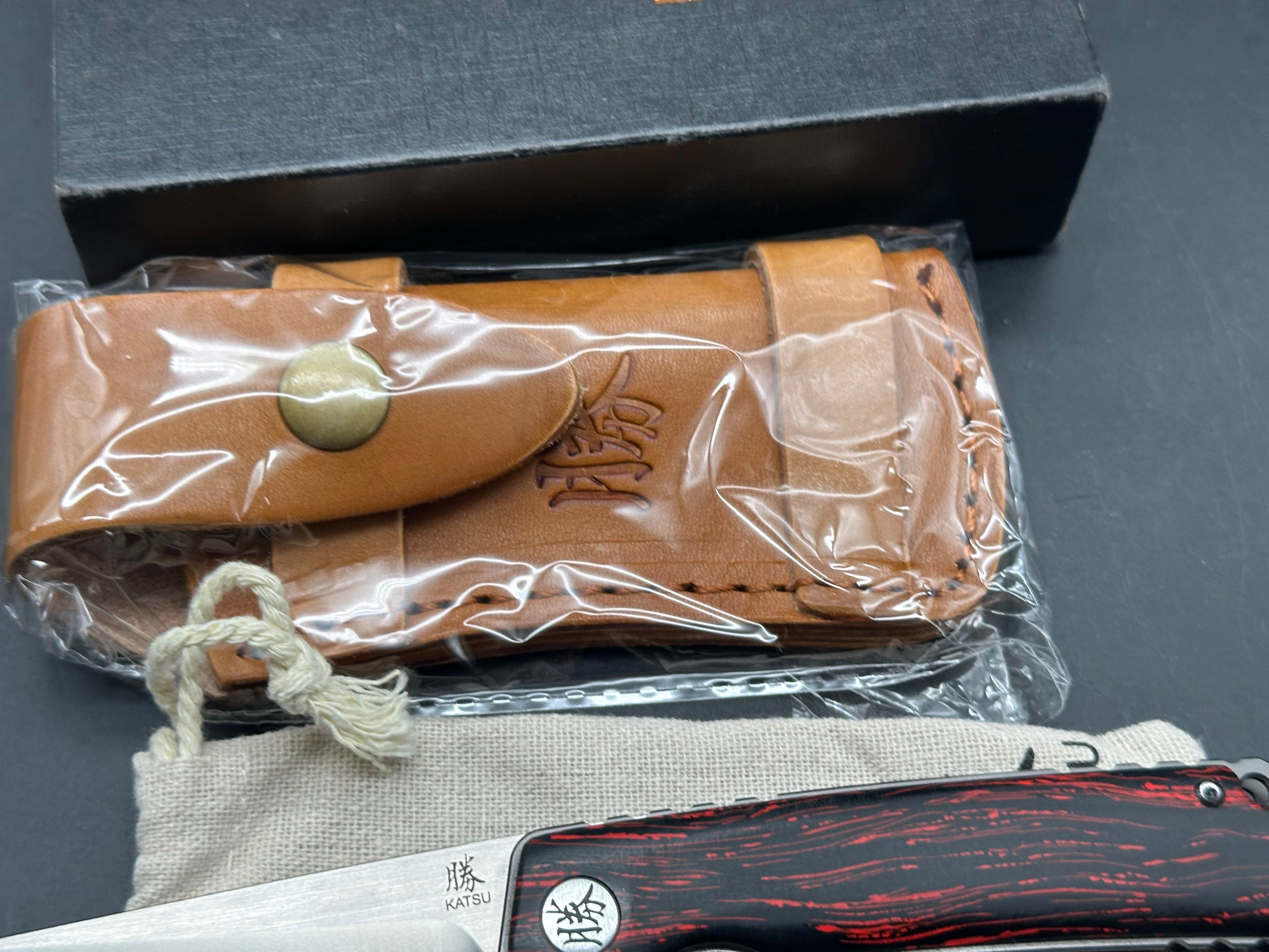 KATSU GK01, G10 Handle & D2 Steel Blade, Leather Sheath