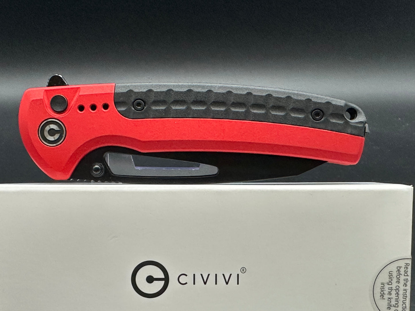 CIVIVI SENTINEL STRIKE BUTTON LOCK RED ALUMINUM HANDLE K110 BLACK BLADE