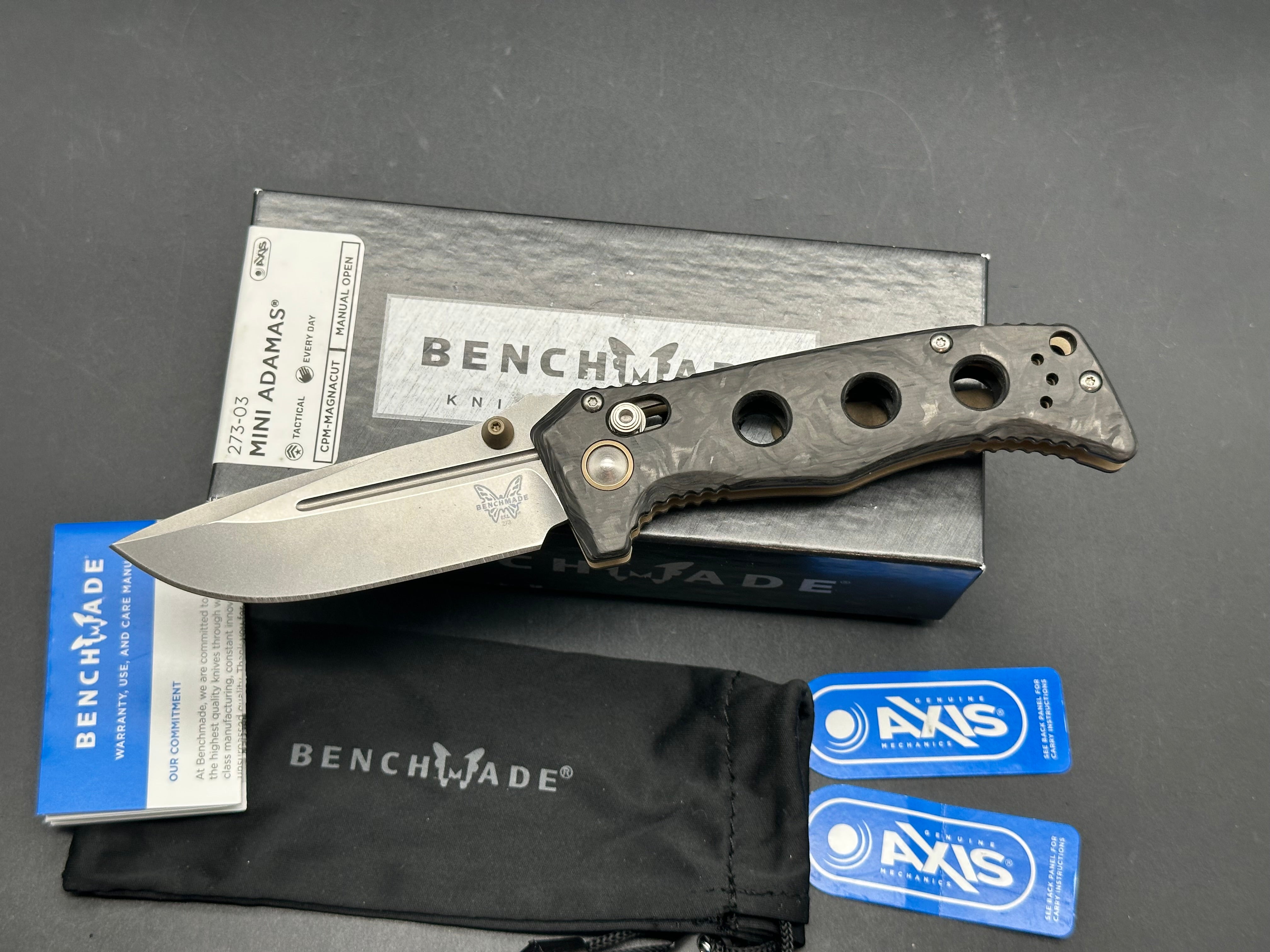 Benchmade Mini Adamas AXIS Lock Knife Carbon Fiber (3.3" Stonewash)