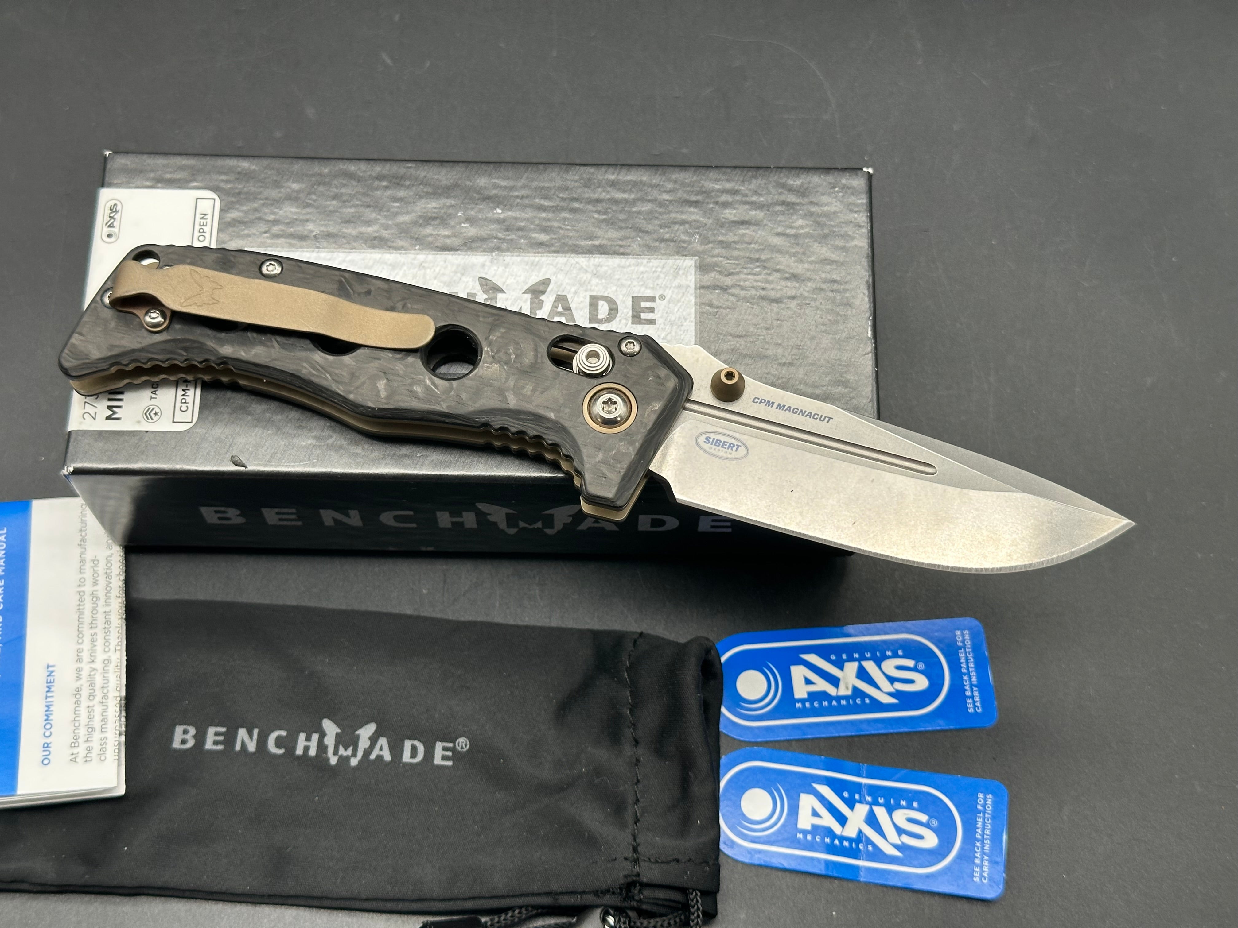 Benchmade Mini Adamas AXIS Lock Knife Carbon Fiber (3.3" Stonewash)