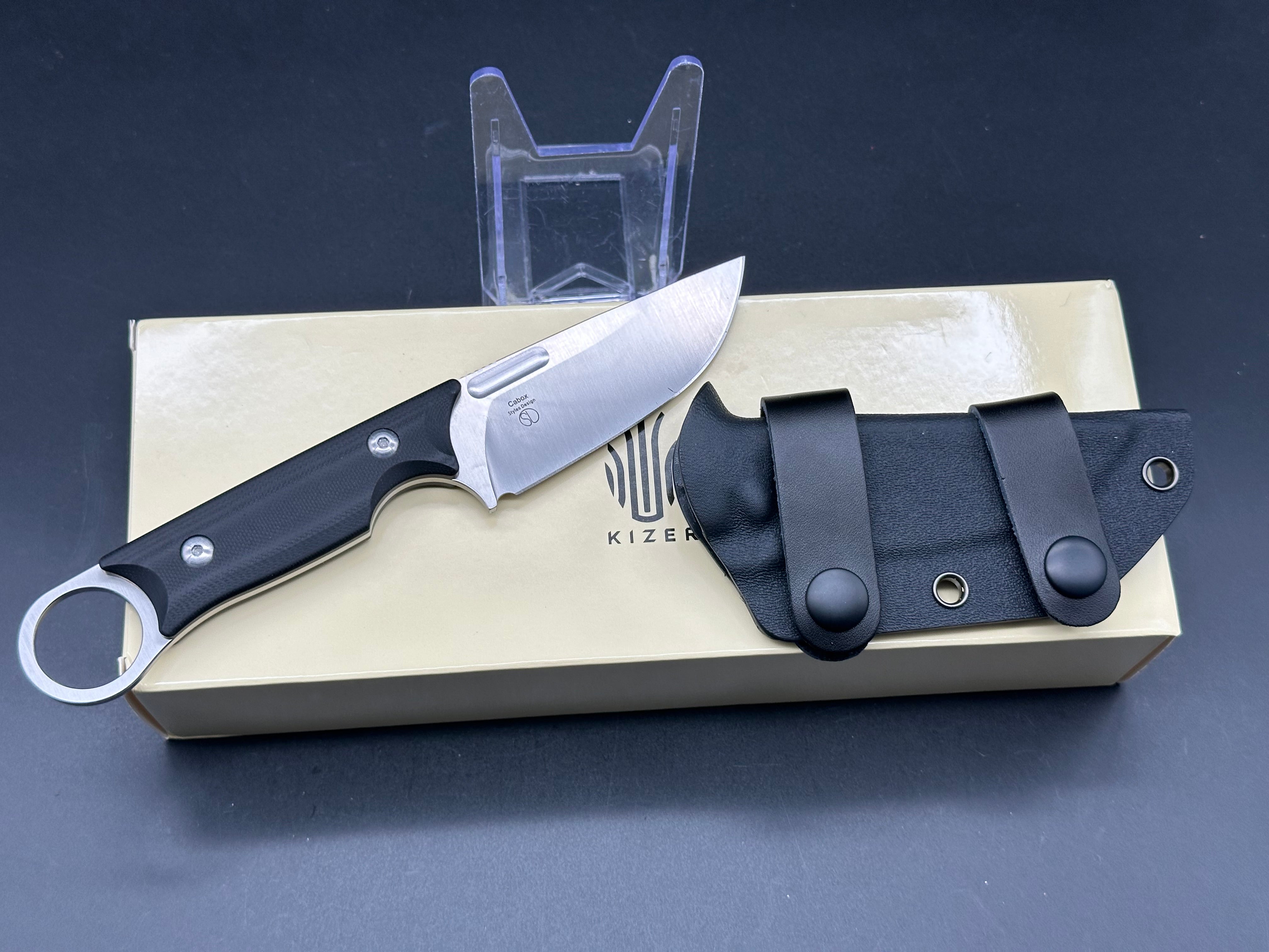 Kizer Cabox Fixed Blade Knife Black G-10 (3.4" Satin 154CM)