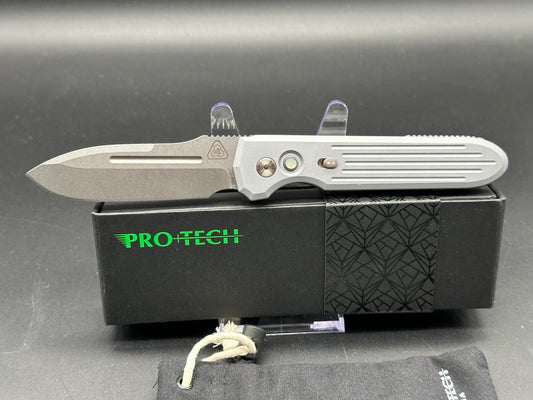 ProTech PDW Invictus MagnaCut Automatic Knife Gray Aluminum (3.5" Stonewash)