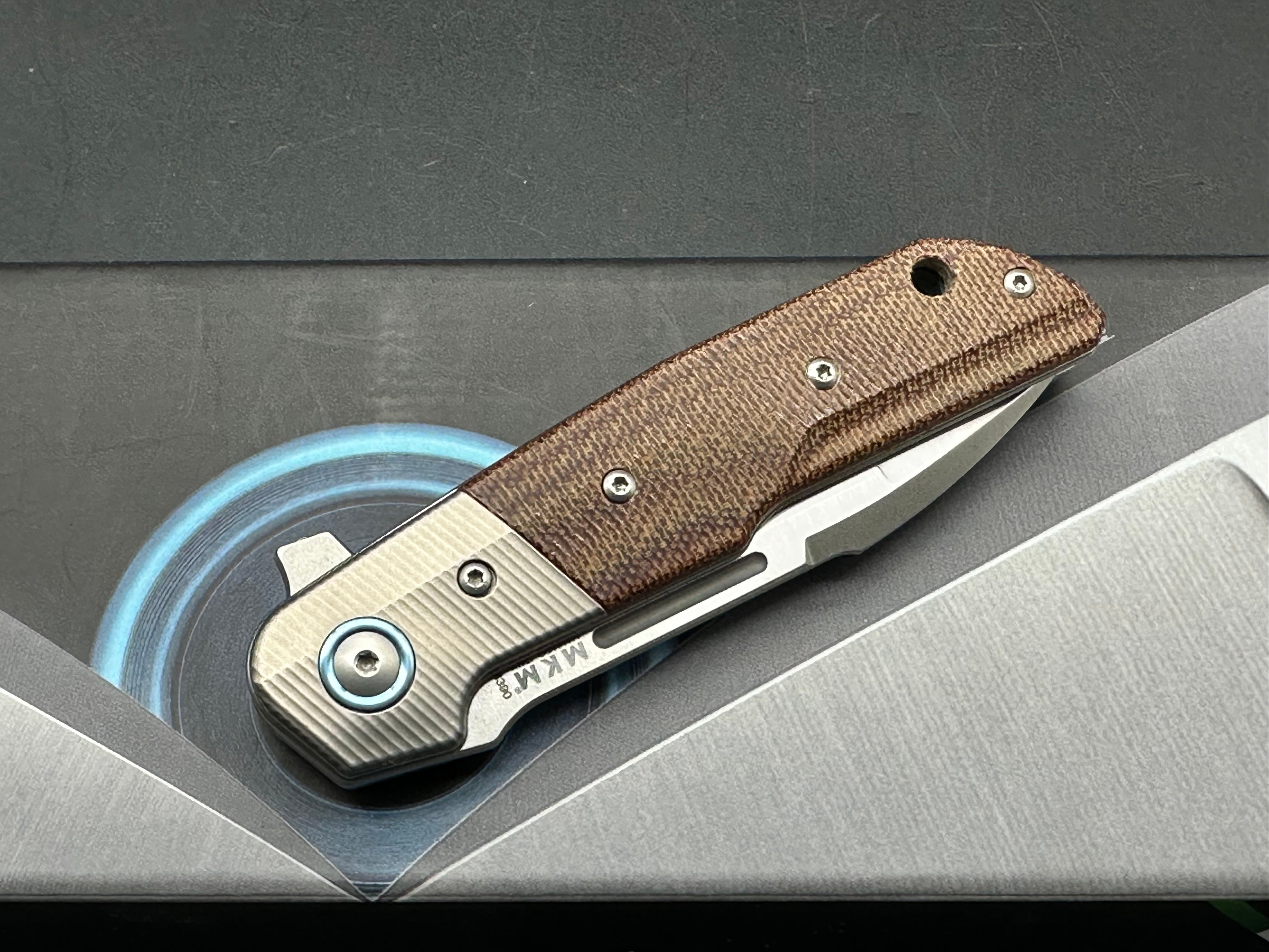 MKM Terzuola Clap Liner Lock Knife Natural Micarta/Ti Bolster (3" Satin)