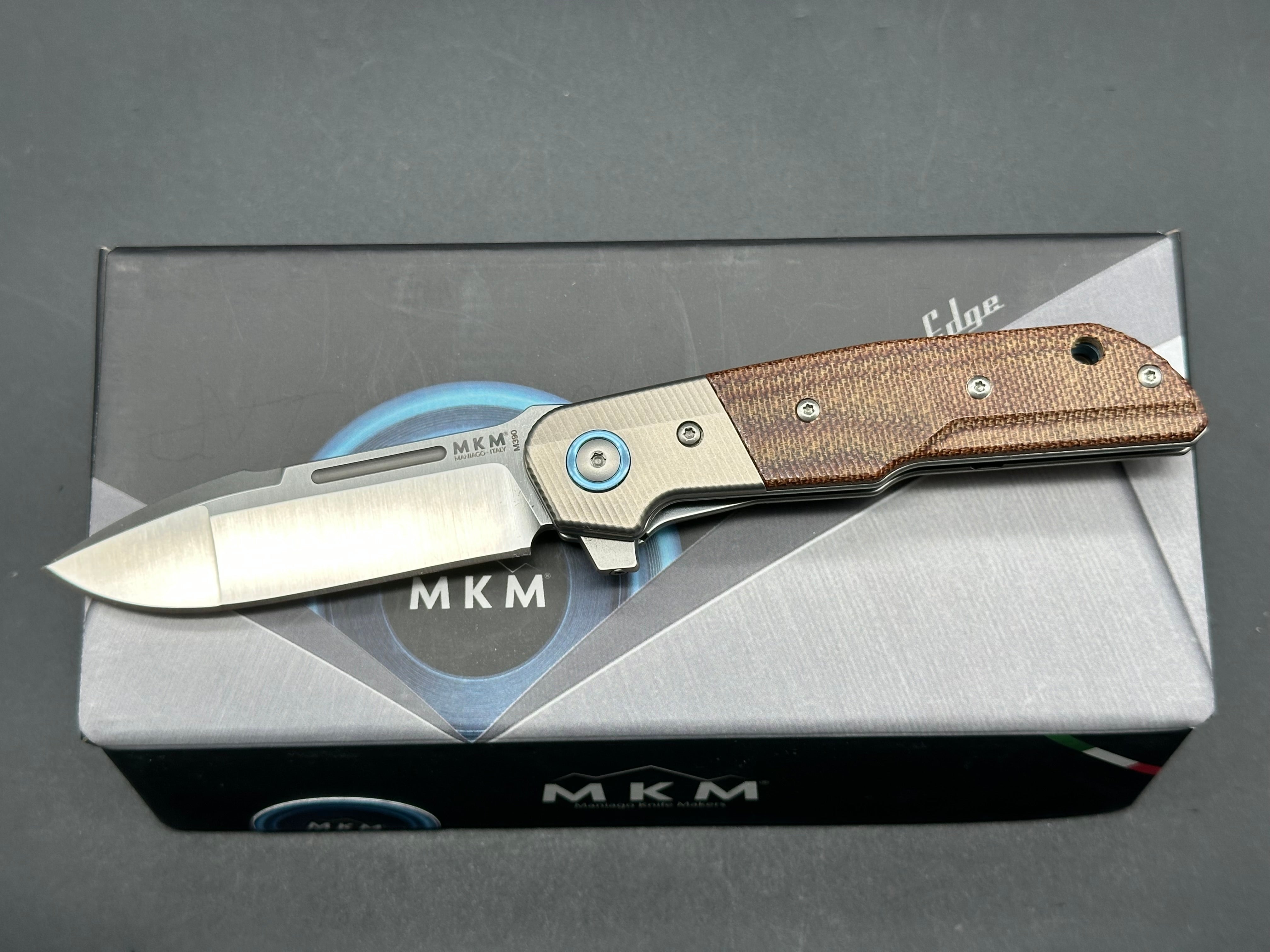 MKM Terzuola Clap Liner Lock Knife Natural Micarta/Ti Bolster (3" Satin)