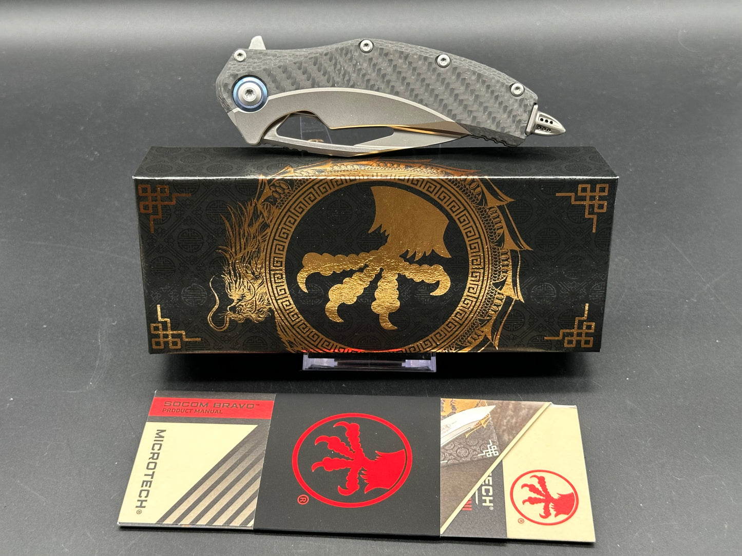 Microtech Matrix S/E Frame Lock Knife Titanium w/ Carbon Fiber (3.8" Hand Satin)