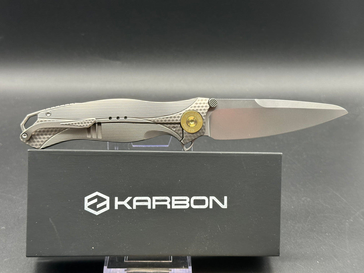 Karbon Knives Ken Onion Ketuo Buckhorn Frame Lock Knife Titanium (4" Bead Blast)