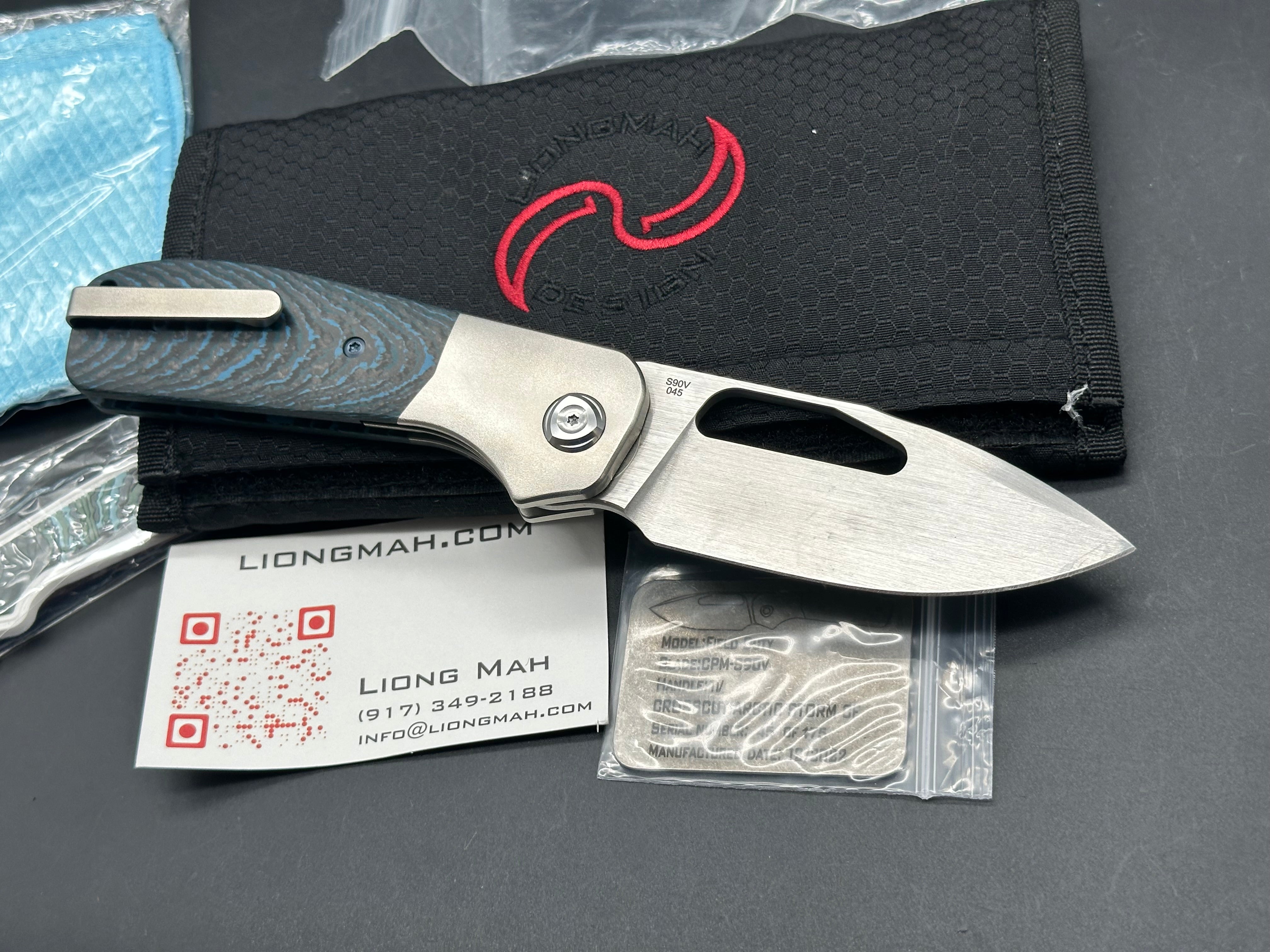 Liong Mah Field Duty 3.5, S90V Blade, Arctic Storm Titanium/Carbon Fiber Handle