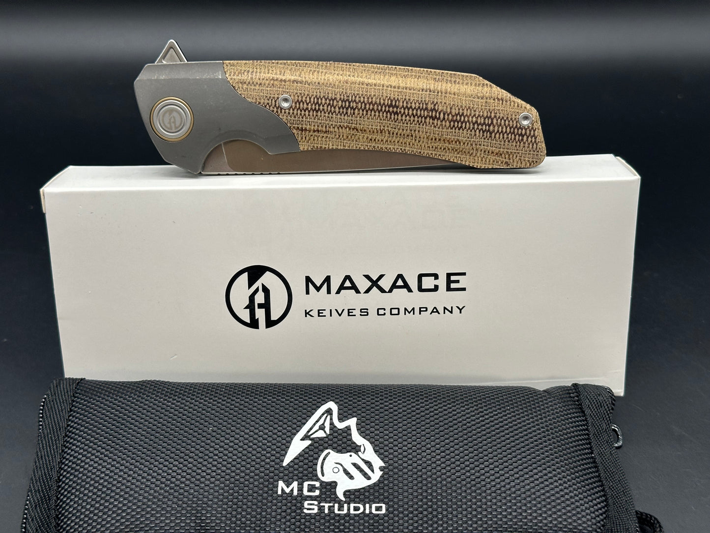 MAXACE GOLIATH 2.0 FOLDING KNIFE BROWN MICARTA HANDLE