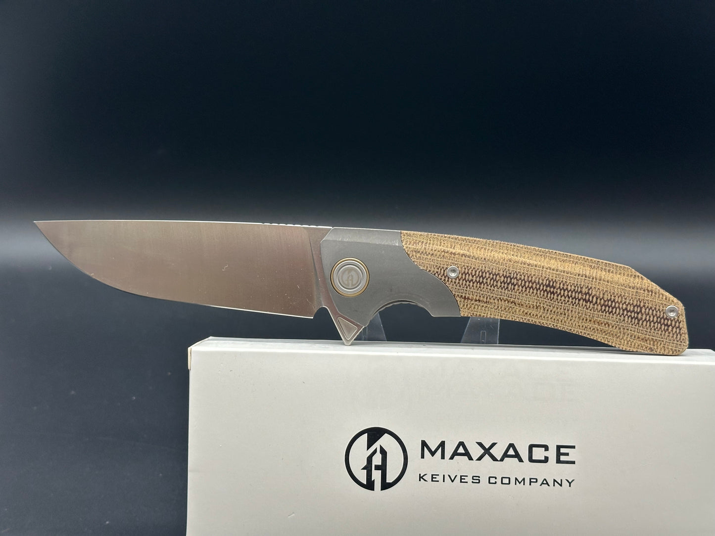 MAXACE GOLIATH 2.0 FOLDING KNIFE BROWN MICARTA HANDLE