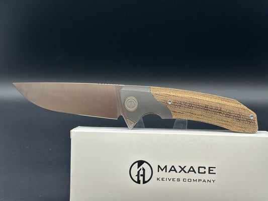 MAXACE GOLIATH 2.0 FOLDING KNIFE BROWN MICARTA HANDLE