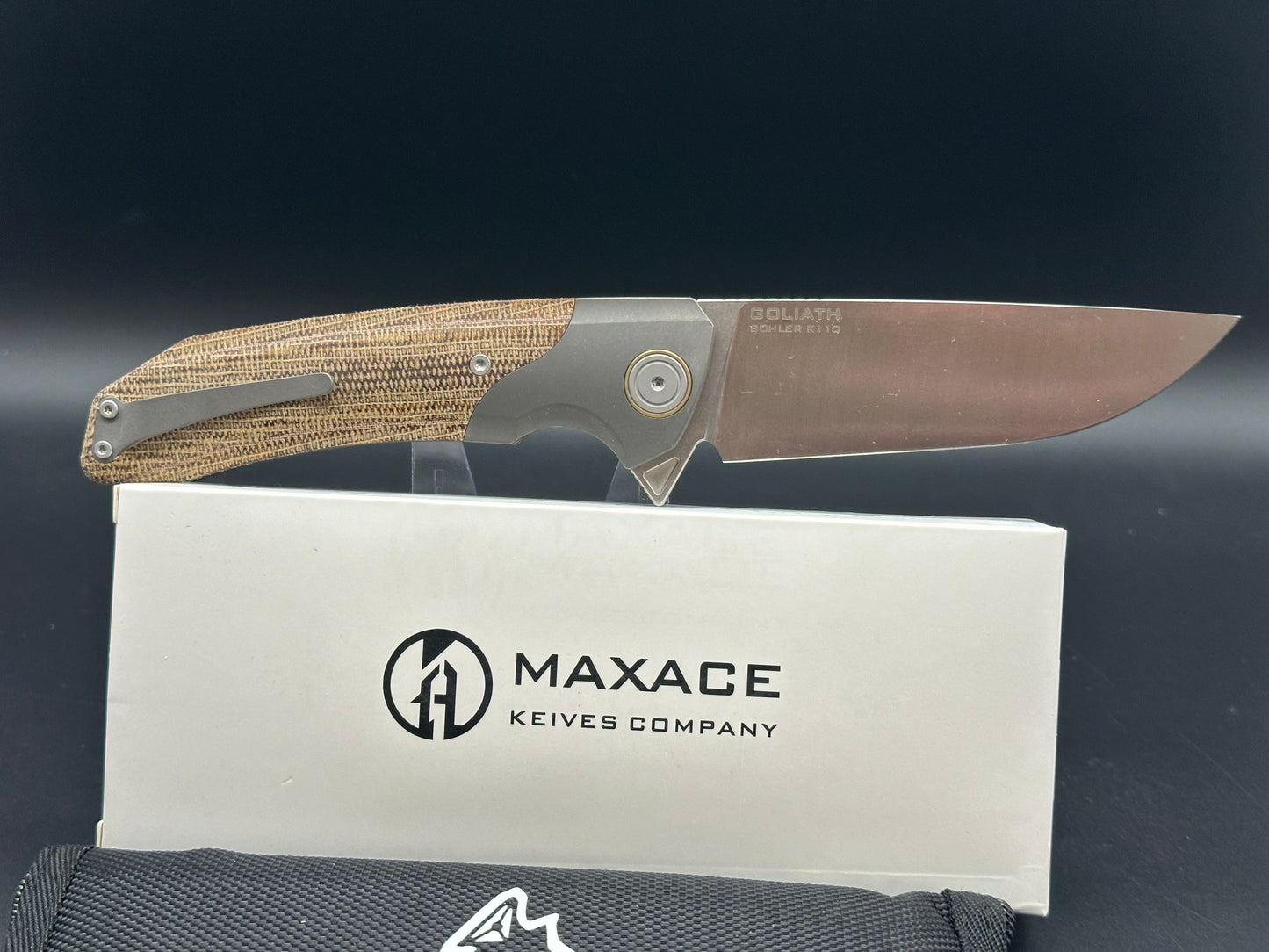 MAXACE GOLIATH 2.0 FOLDING KNIFE BROWN MICARTA HANDLE