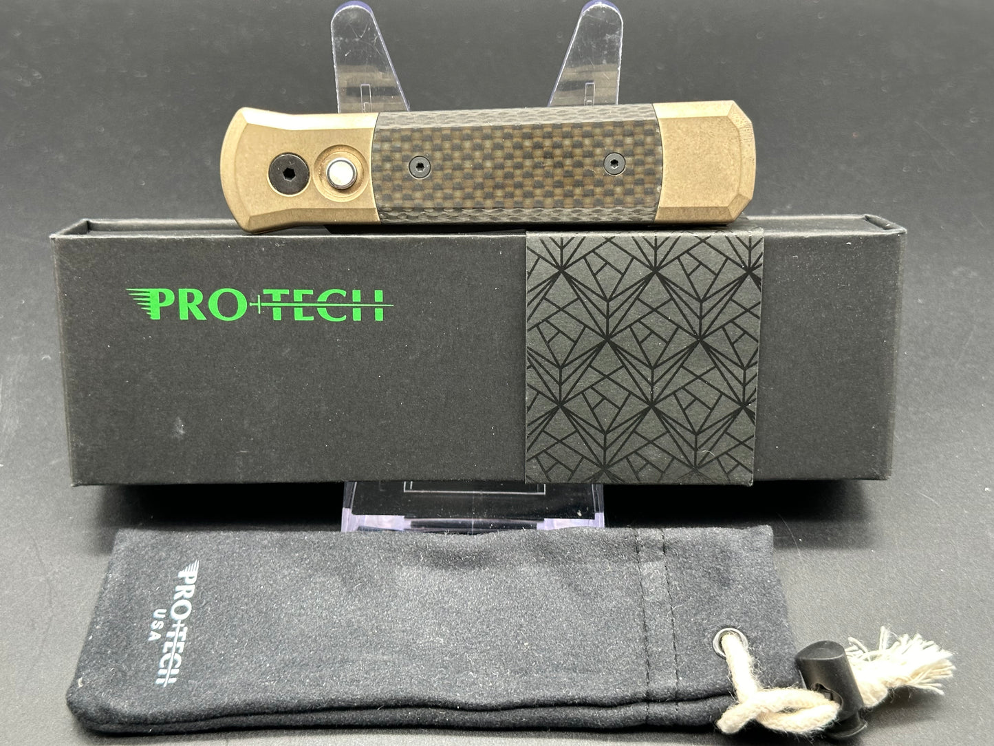 ProTech Godson Automatic Knife Bronze Aluminum/Carbon Fiber (3.15" Black)