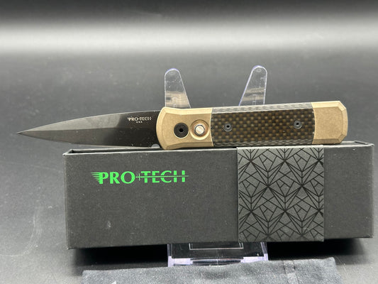 ProTech Godson Automatic Knife Bronze Aluminum/Carbon Fiber (3.15" Black)