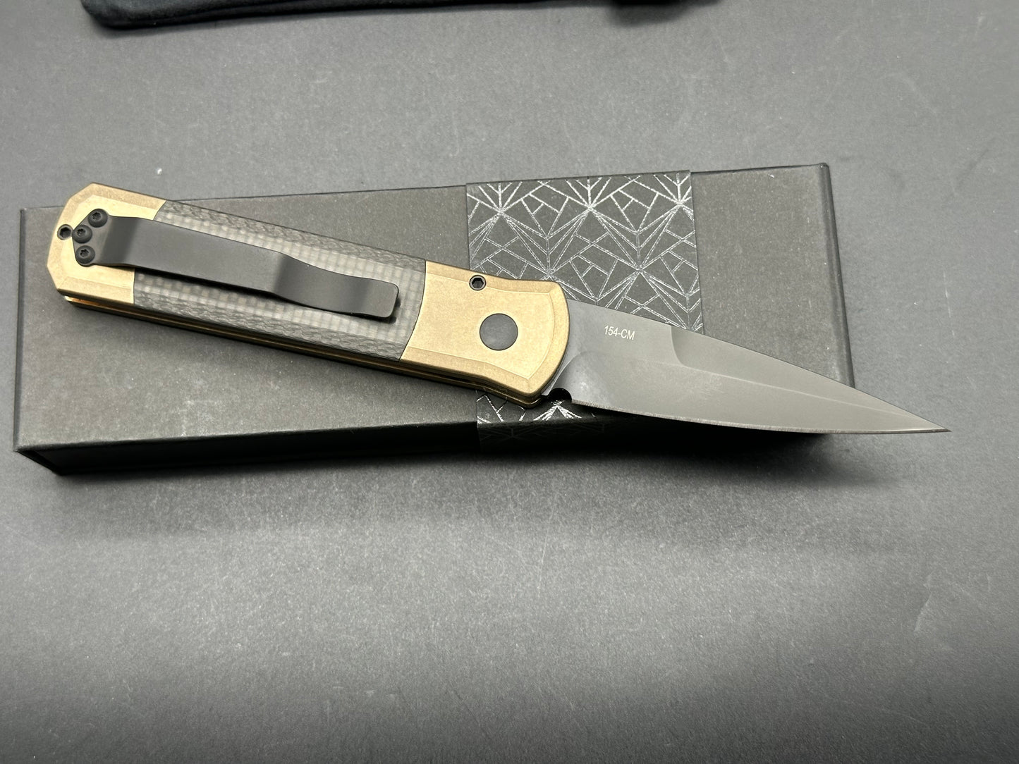 ProTech Godson Automatic Knife Bronze Aluminum/Carbon Fiber (3.15" Black)