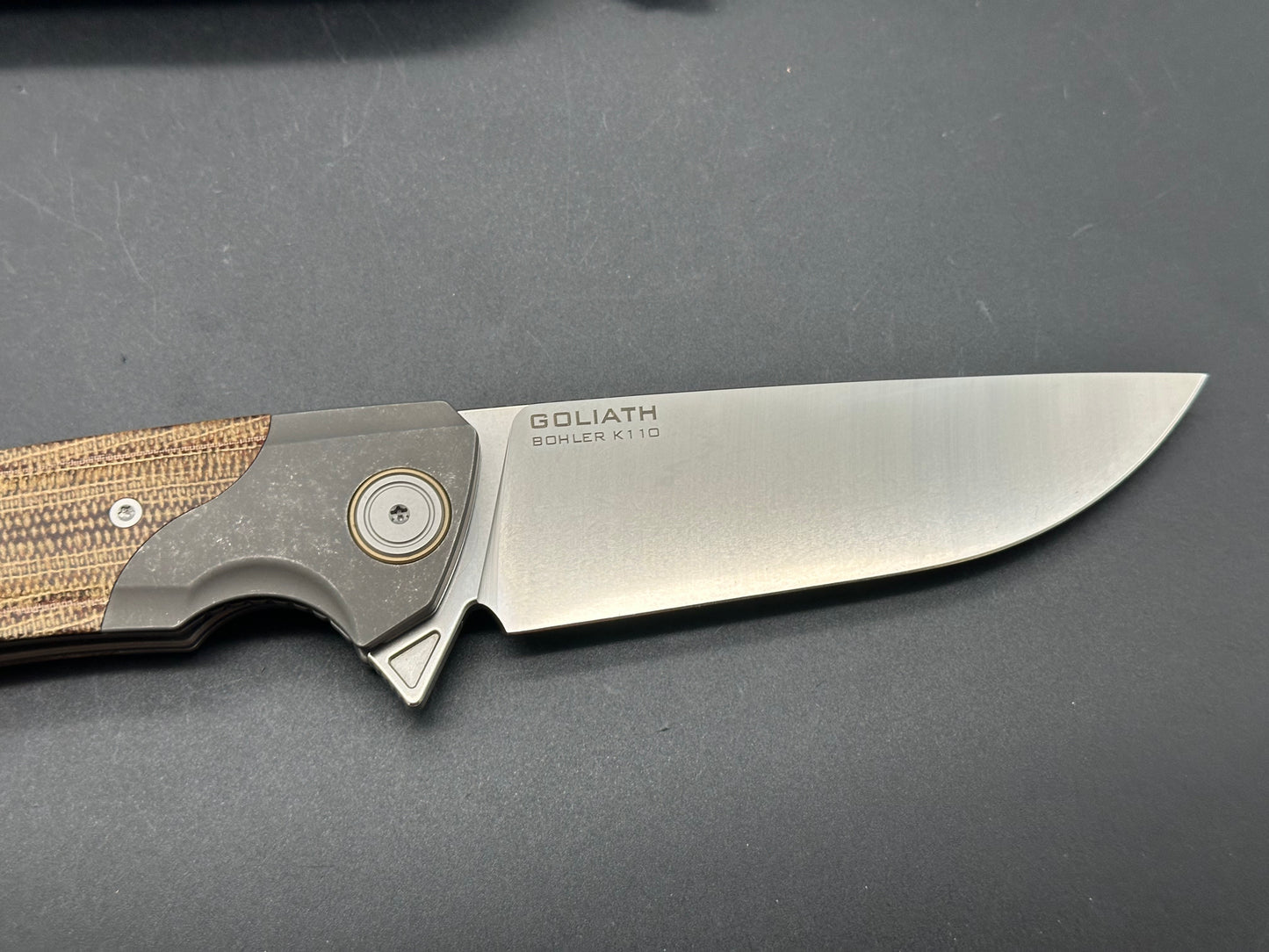 MAXACE GOLIATH 2.0 FOLDING KNIFE BROWN MICARTA HANDLE