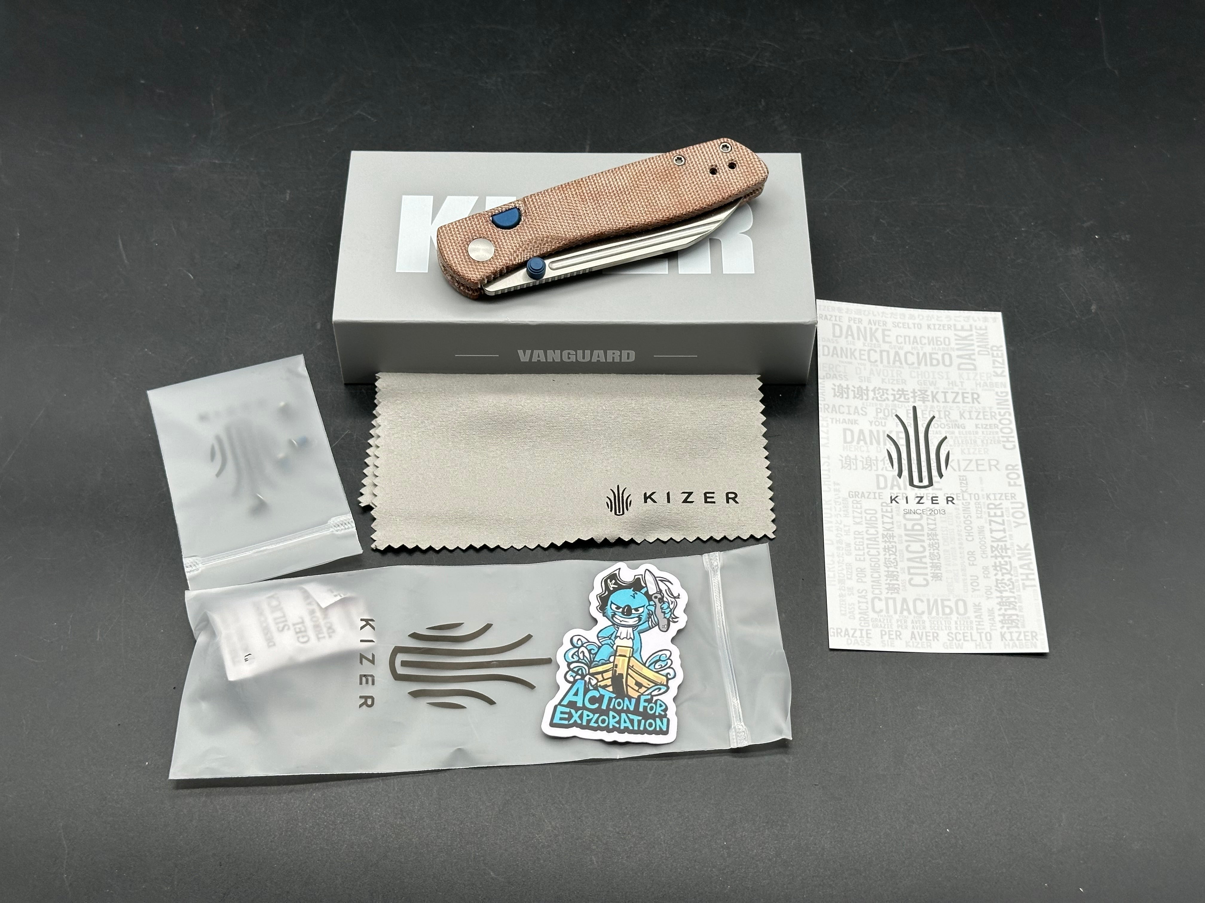 KIZER RENISSANCE FOLDING KNIFE BROWN NORPLEX ULTREX MICARTA HANDLE N690