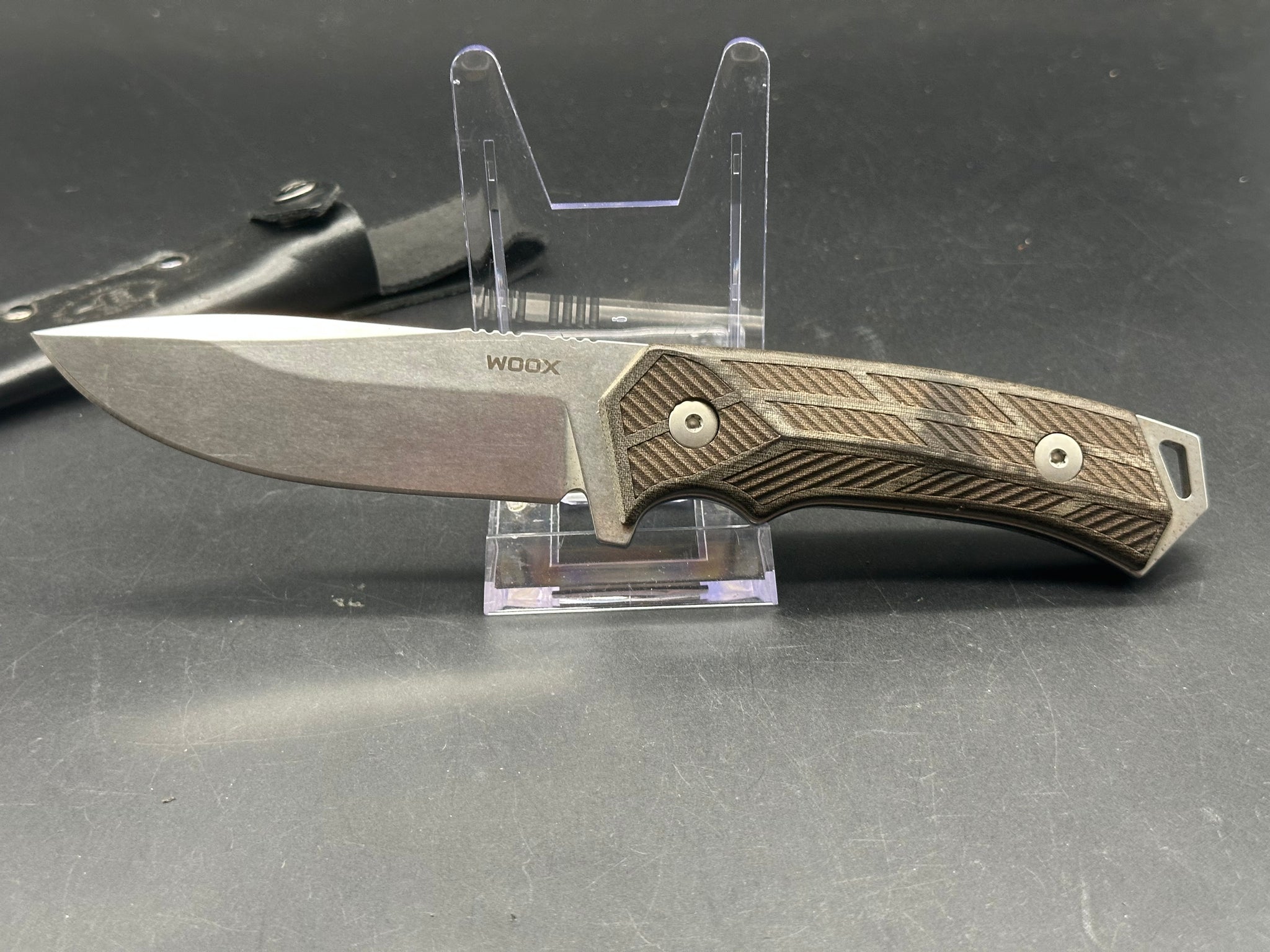Woox Rok 62 fixed blade sculpted micarta