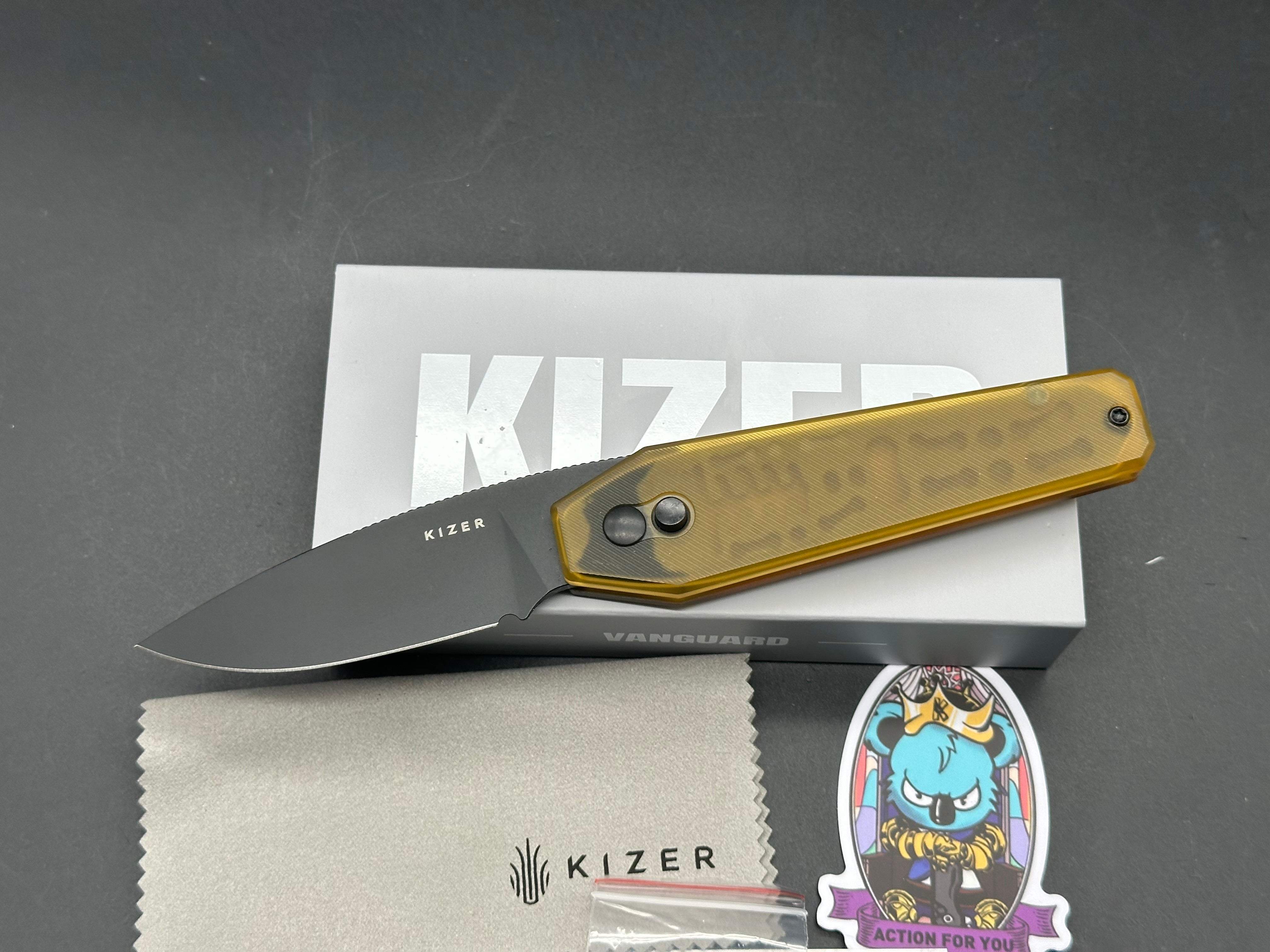 KIZER TOMB FOLDING KNIFE PEI HANDLE NITRO-V PLAIN EDGE