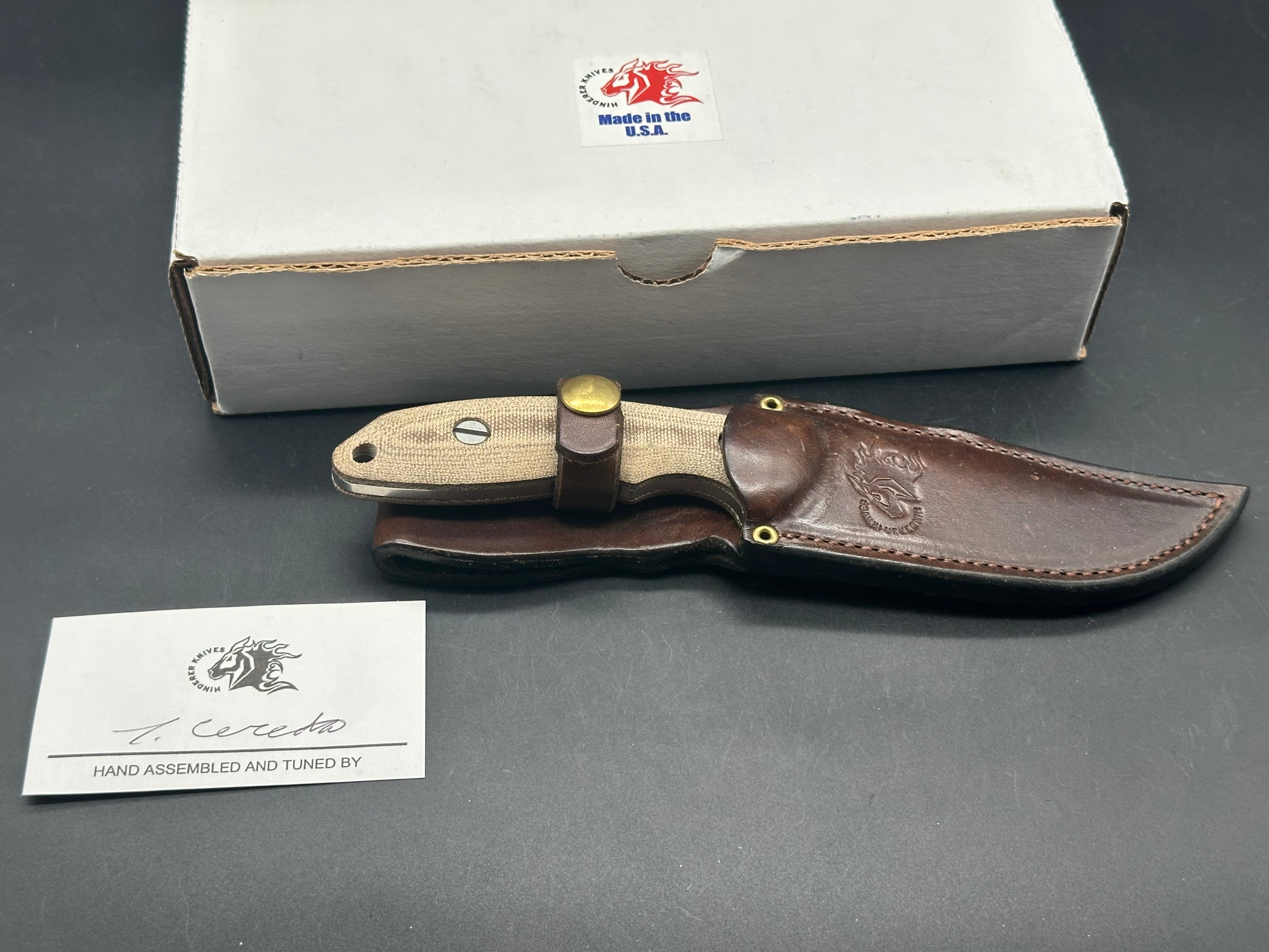 Hinderer Emmett Bowie Stonewashed 20CV Green Micarta Fixed Blade