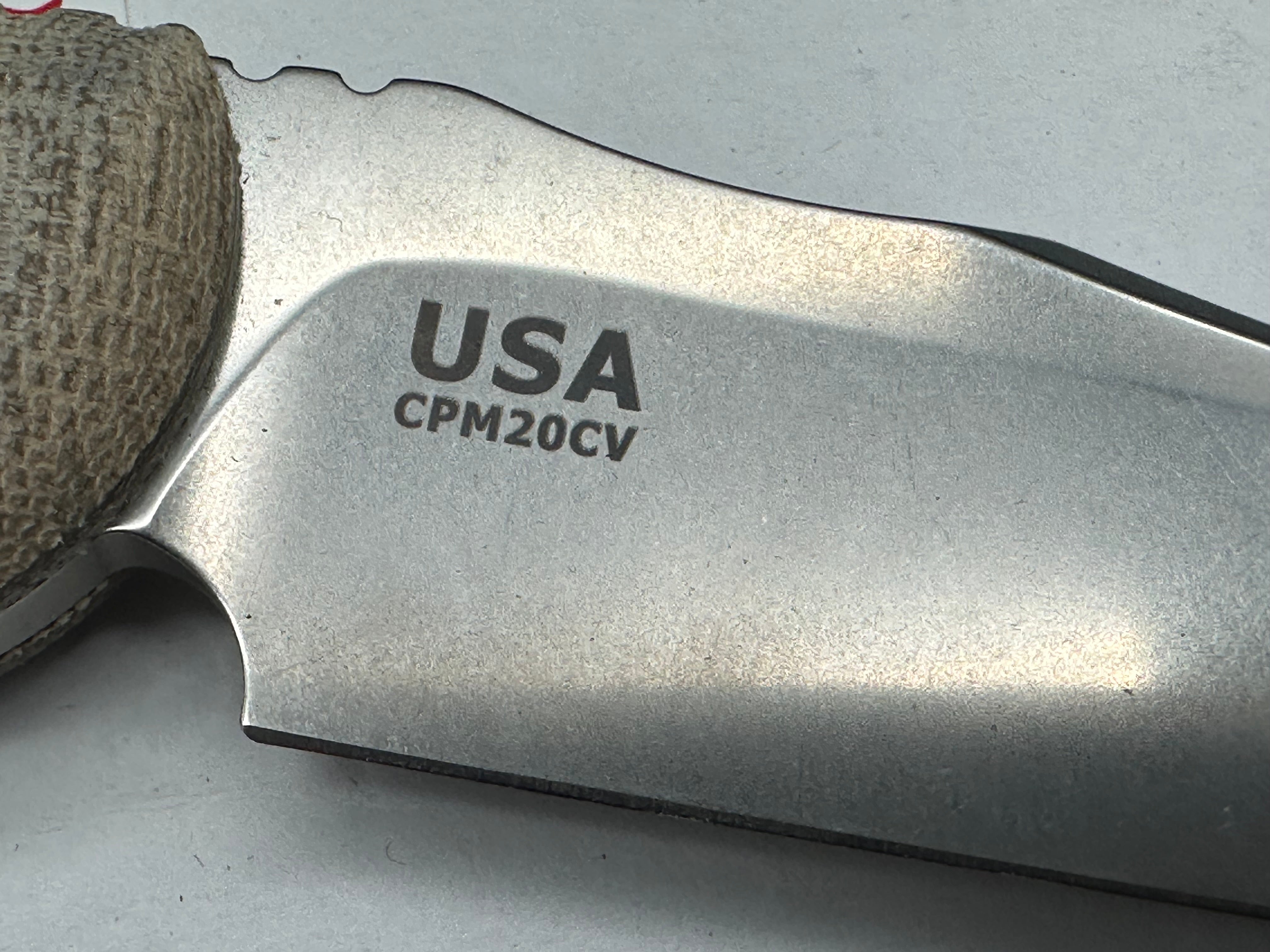 Hinderer Emmett Bowie Stonewashed 20CV Green Micarta Fixed Blade