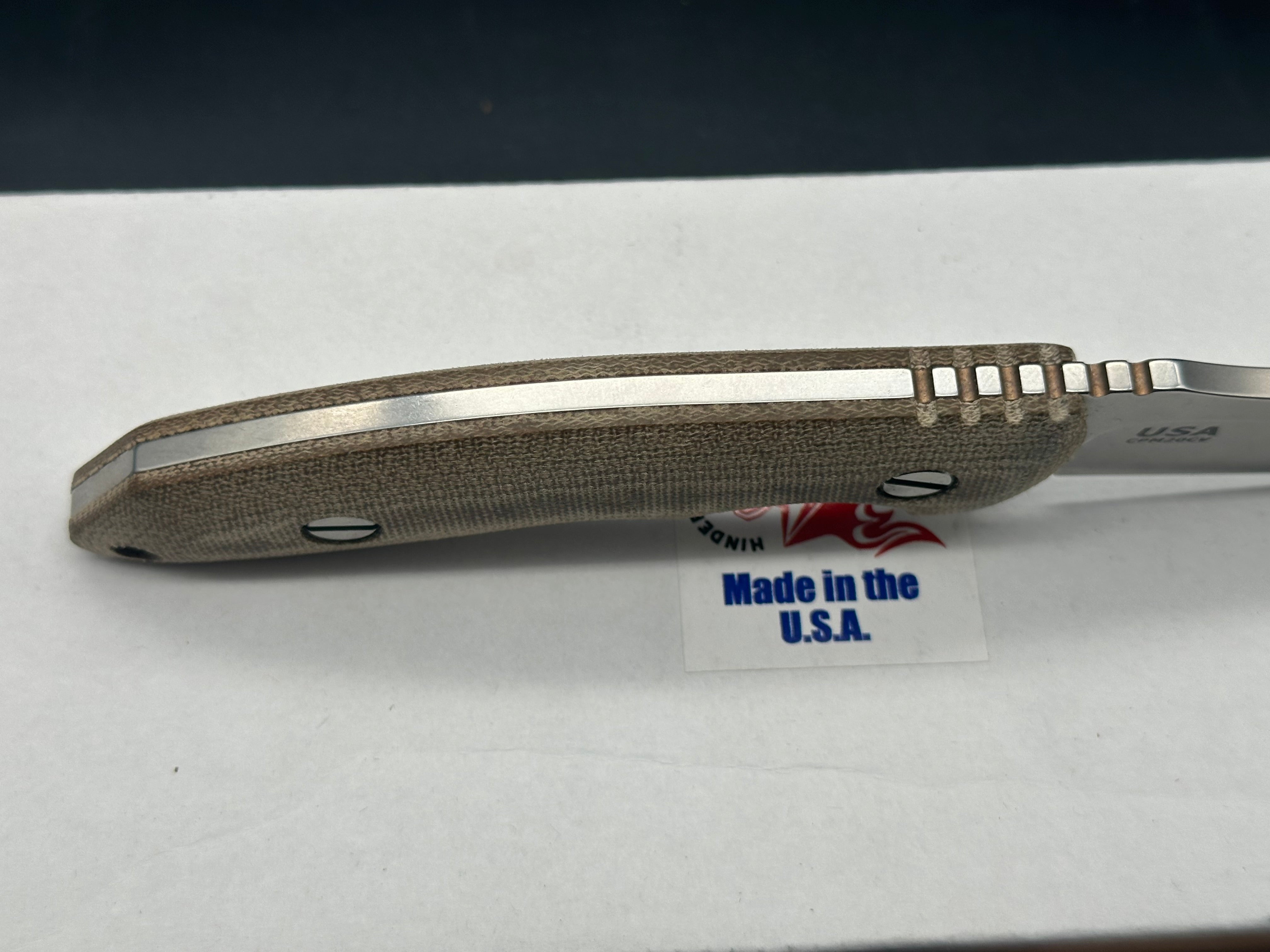 Hinderer Emmett Bowie Stonewashed 20CV Green Micarta Fixed Blade