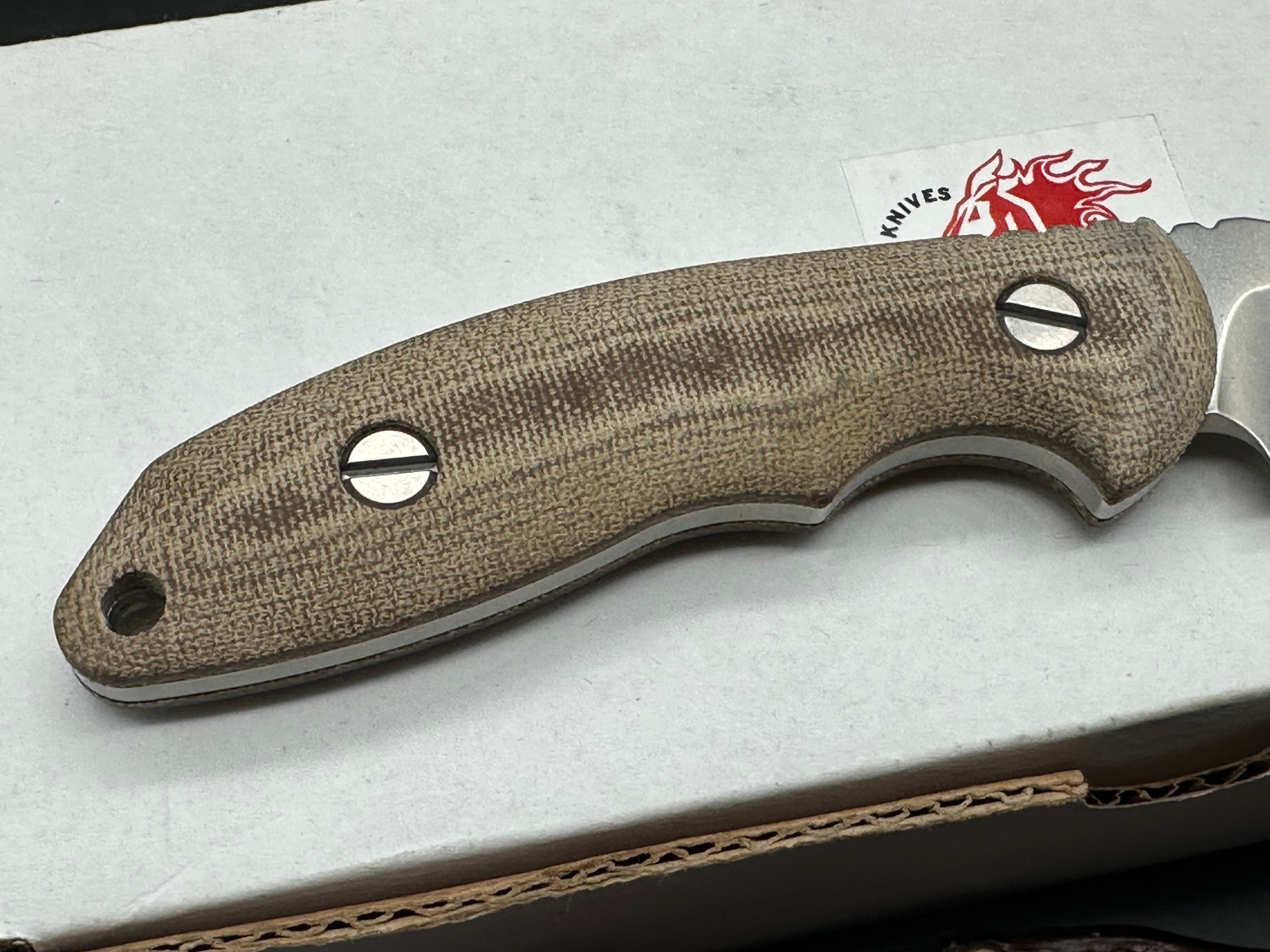 Hinderer Emmett Bowie Stonewashed 20CV Green Micarta Fixed Blade