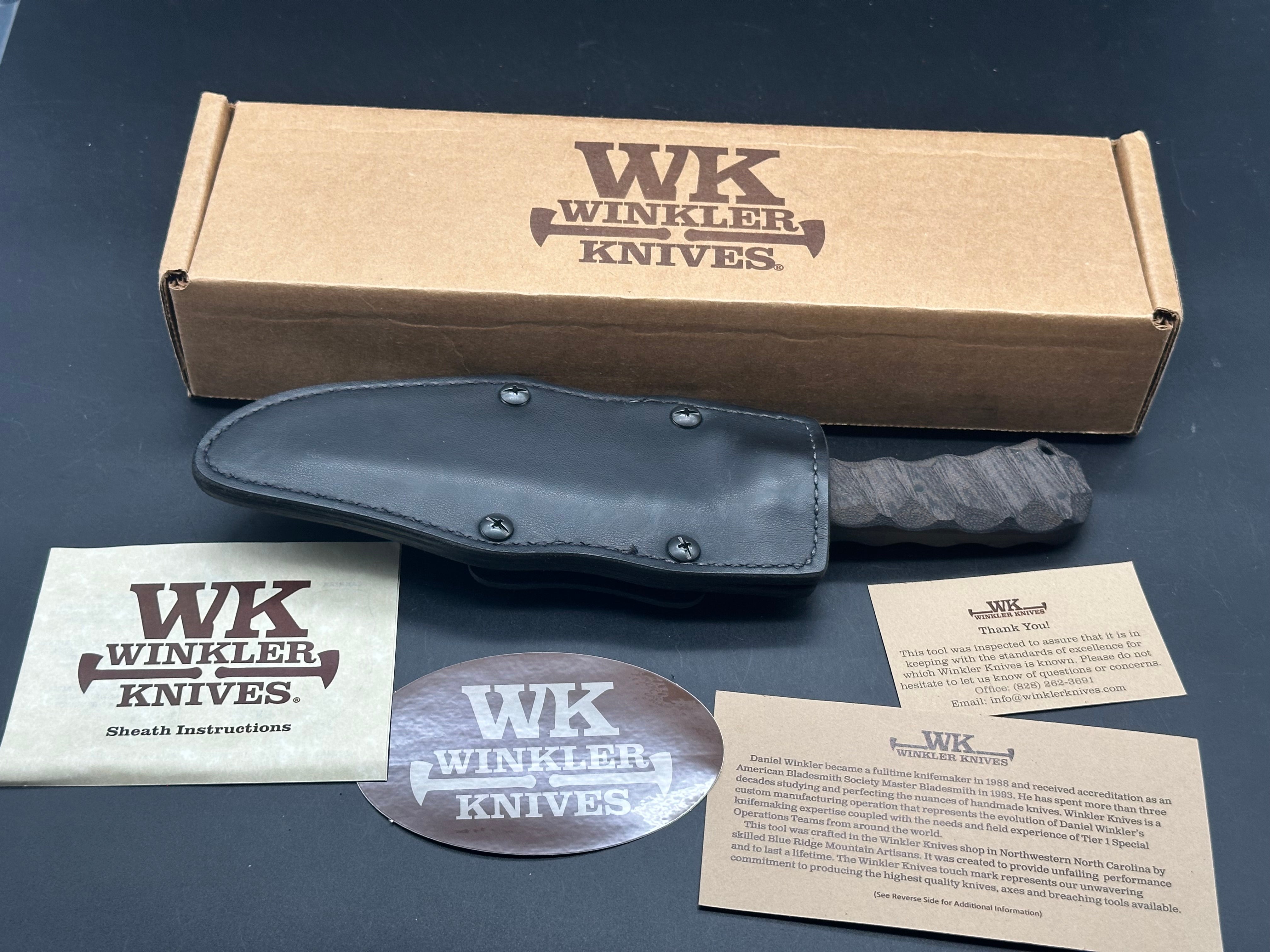 Winkler Field Knife Sculpted black micarta handle