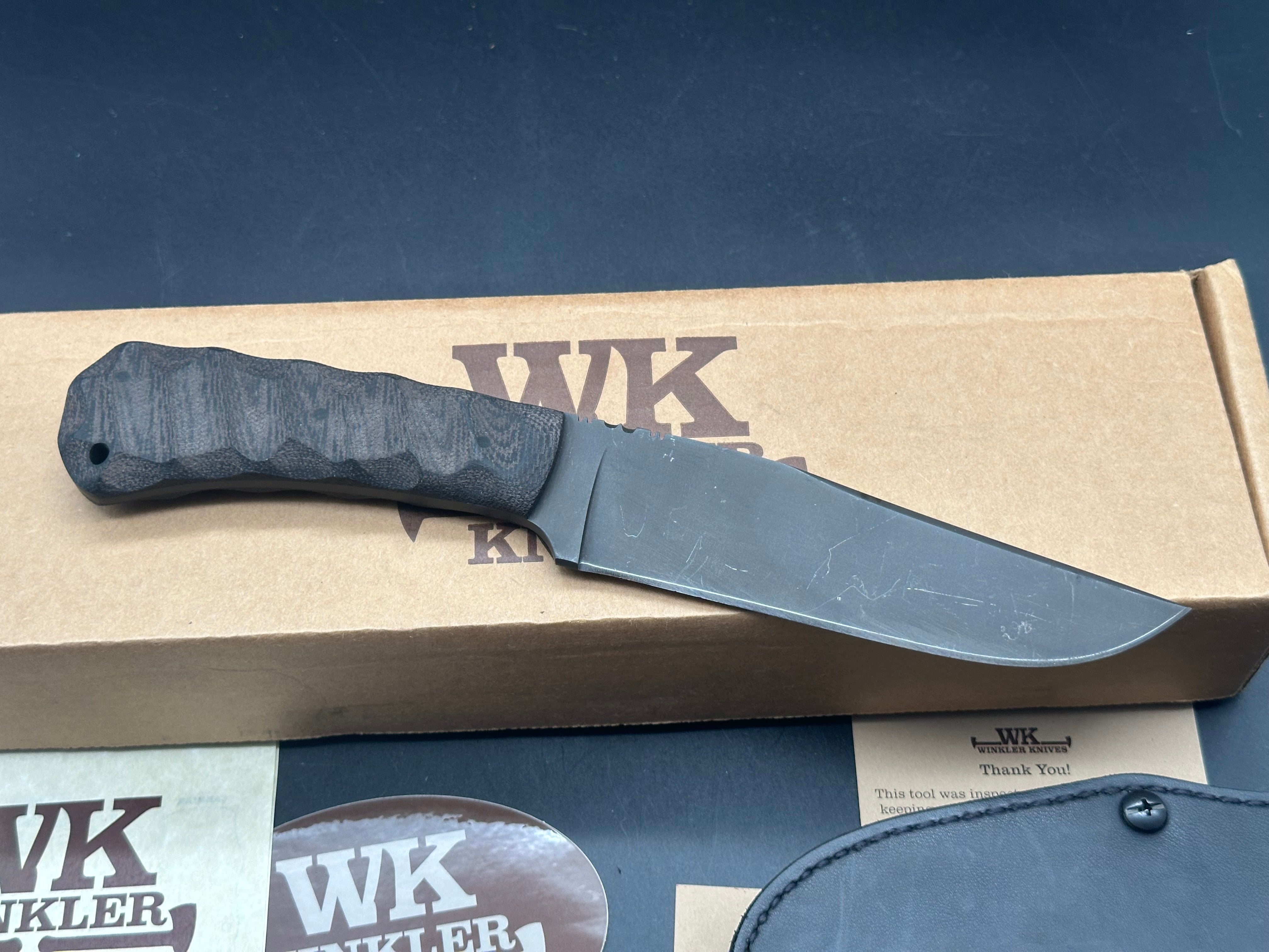 Winkler Field Knife Sculpted black micarta handle