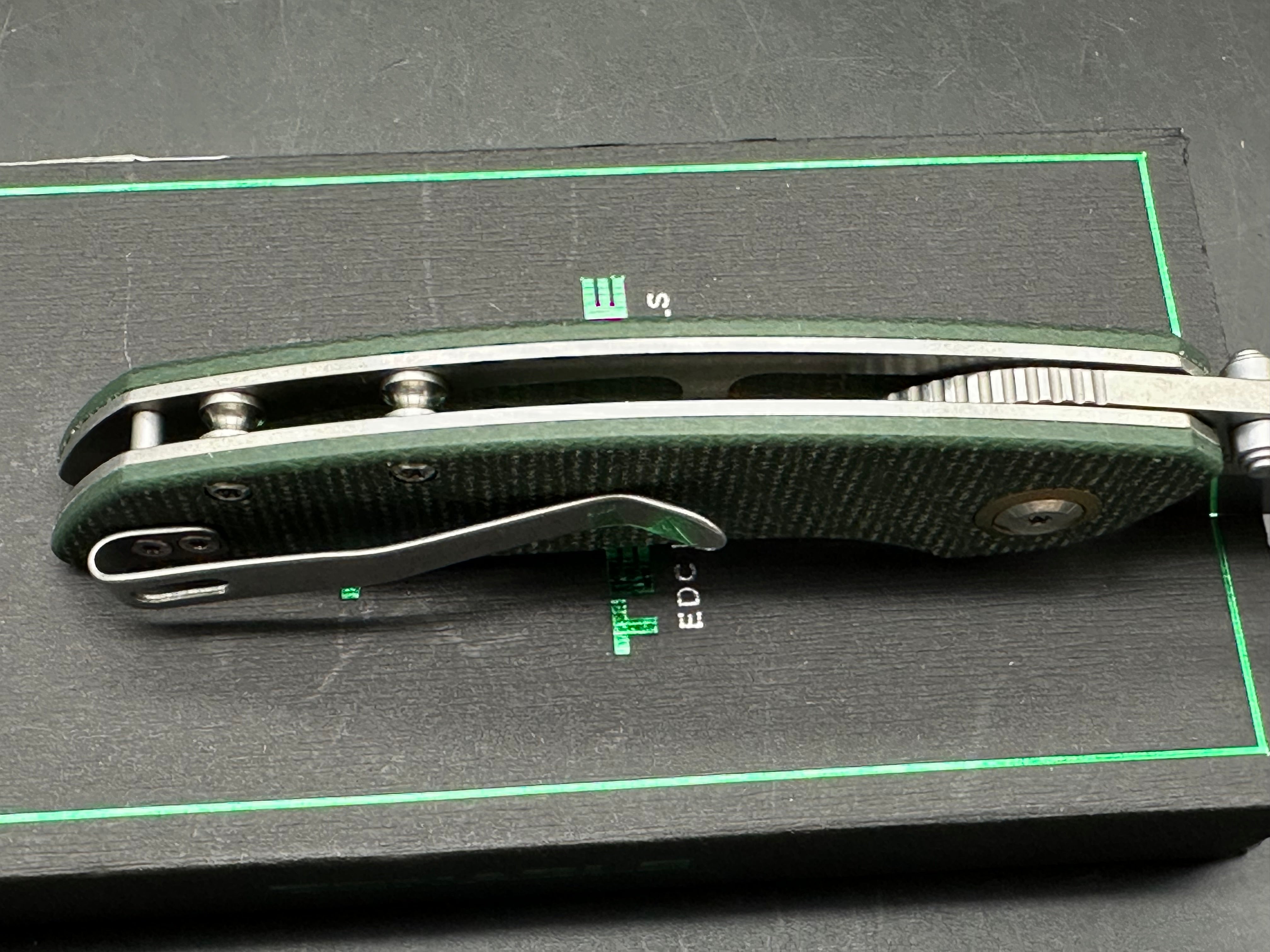 TENABLE LINK FOLDING KNIFE GREEN MICARTA HANDLE 14C28N HARPOON PLAIN EDGE STONEWASH FINISH
