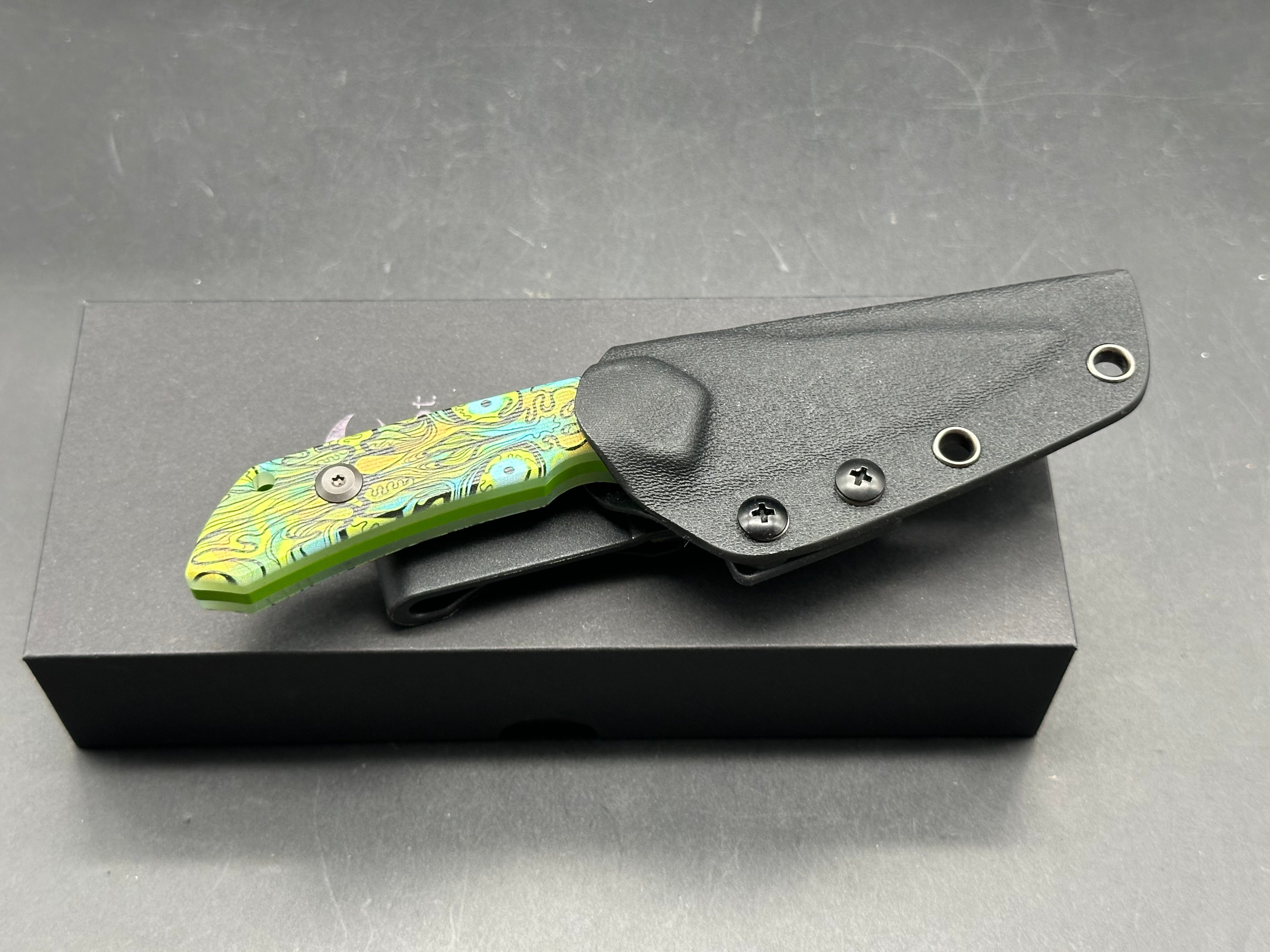 KANSEPT FENRIR | FIXED BLADE | JADE G10 WITH GREEN UNDEAD PRINT |2.87" D2 BLADE | SPARROW KNIFE DESIGN