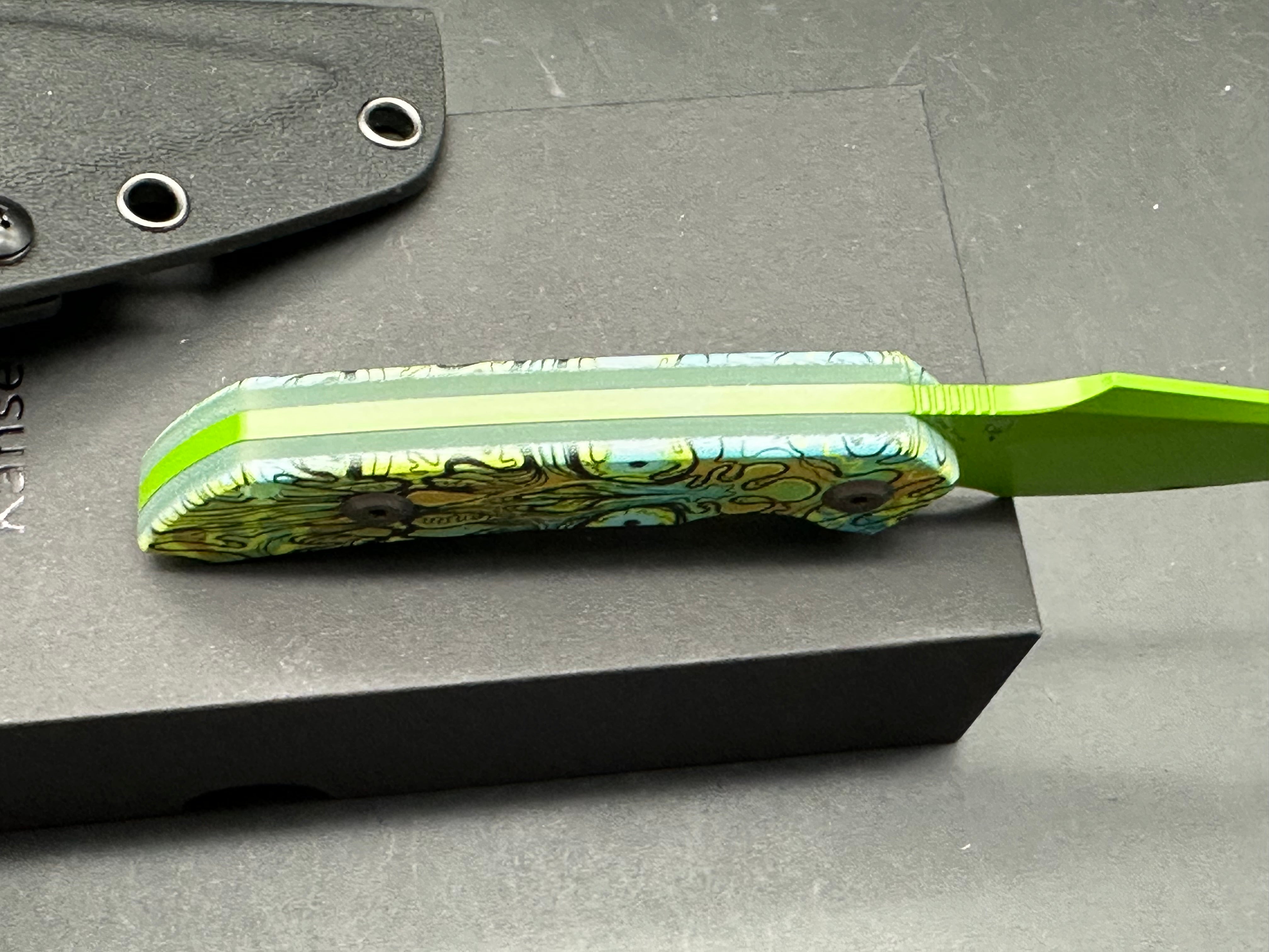 KANSEPT FENRIR | FIXED BLADE | JADE G10 WITH GREEN UNDEAD PRINT |2.87" D2 BLADE | SPARROW KNIFE DESIGN