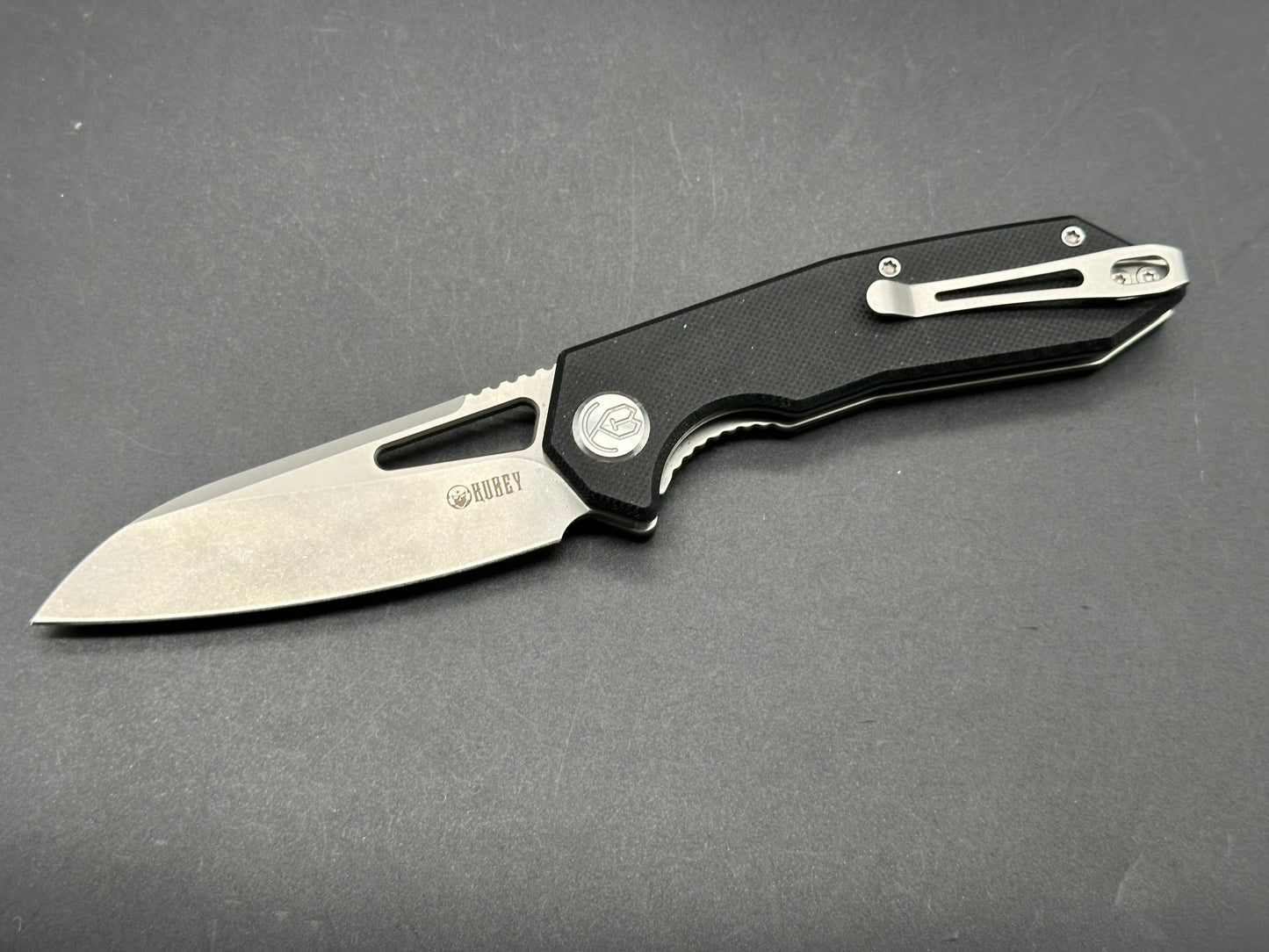 Kubey Vagrant Liner Lock Black G10 (3.1" AUS-10 Sandblast)