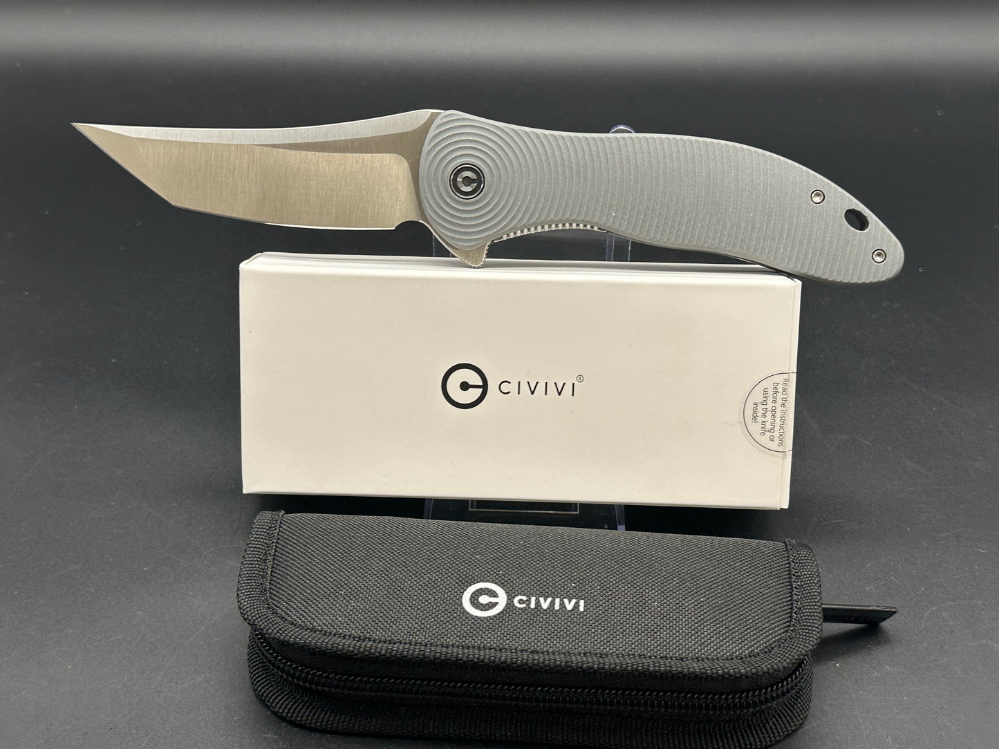 CIVIVI SYNERGY4 GRAY G10 HANDLE NITRO-V TANTO PLAIN EDGE SATIN FINISH