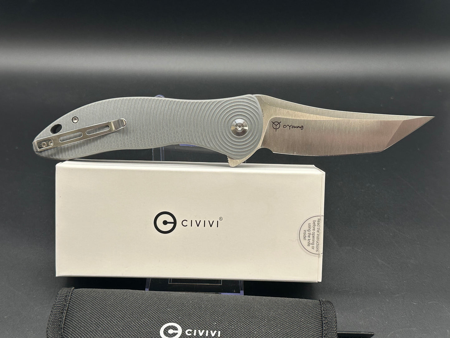 CIVIVI SYNERGY4 GRAY G10 HANDLE NITRO-V TANTO PLAIN EDGE SATIN FINISH