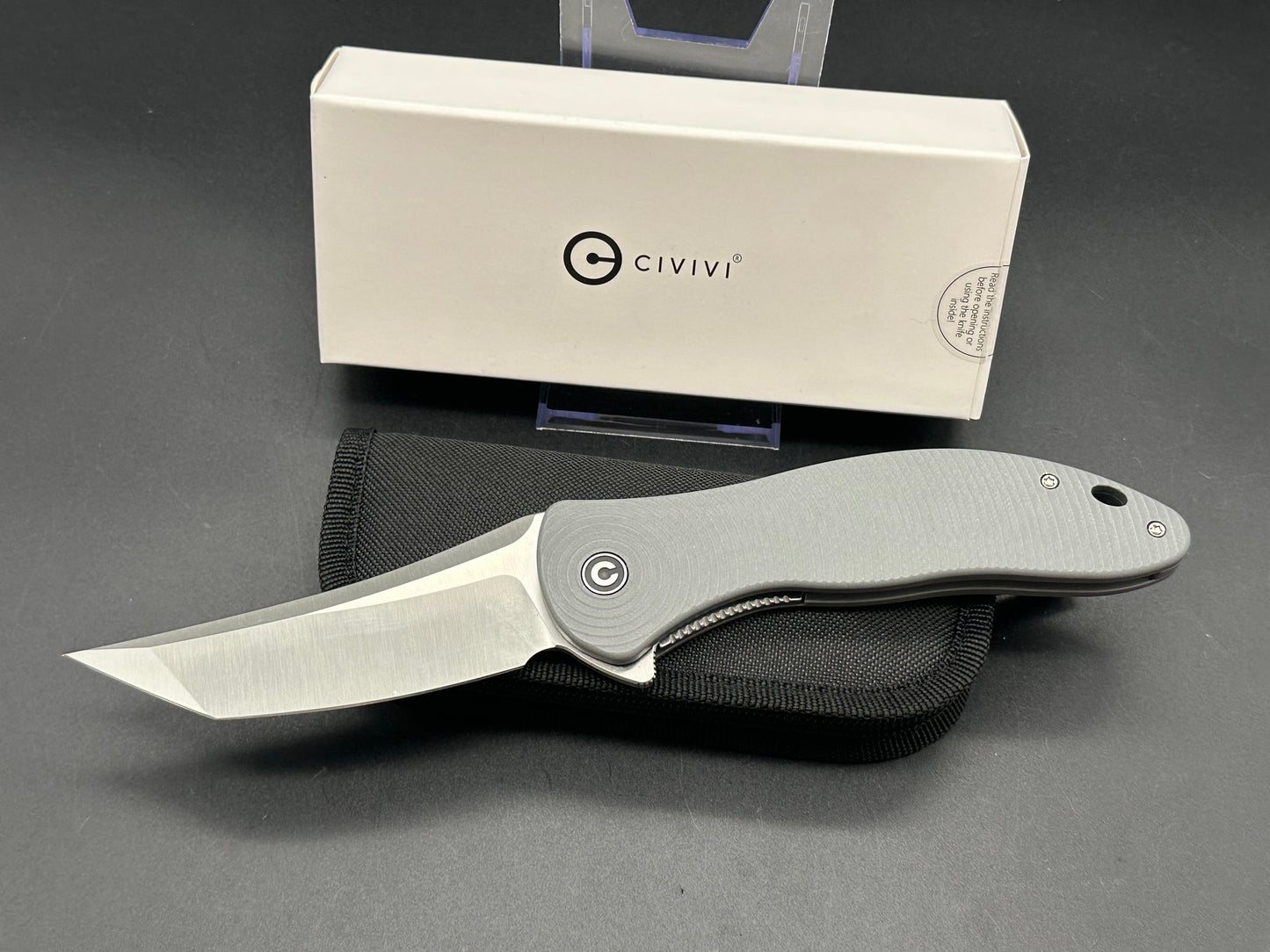 CIVIVI SYNERGY4 GRAY G10 HANDLE NITRO-V TANTO PLAIN EDGE SATIN FINISH