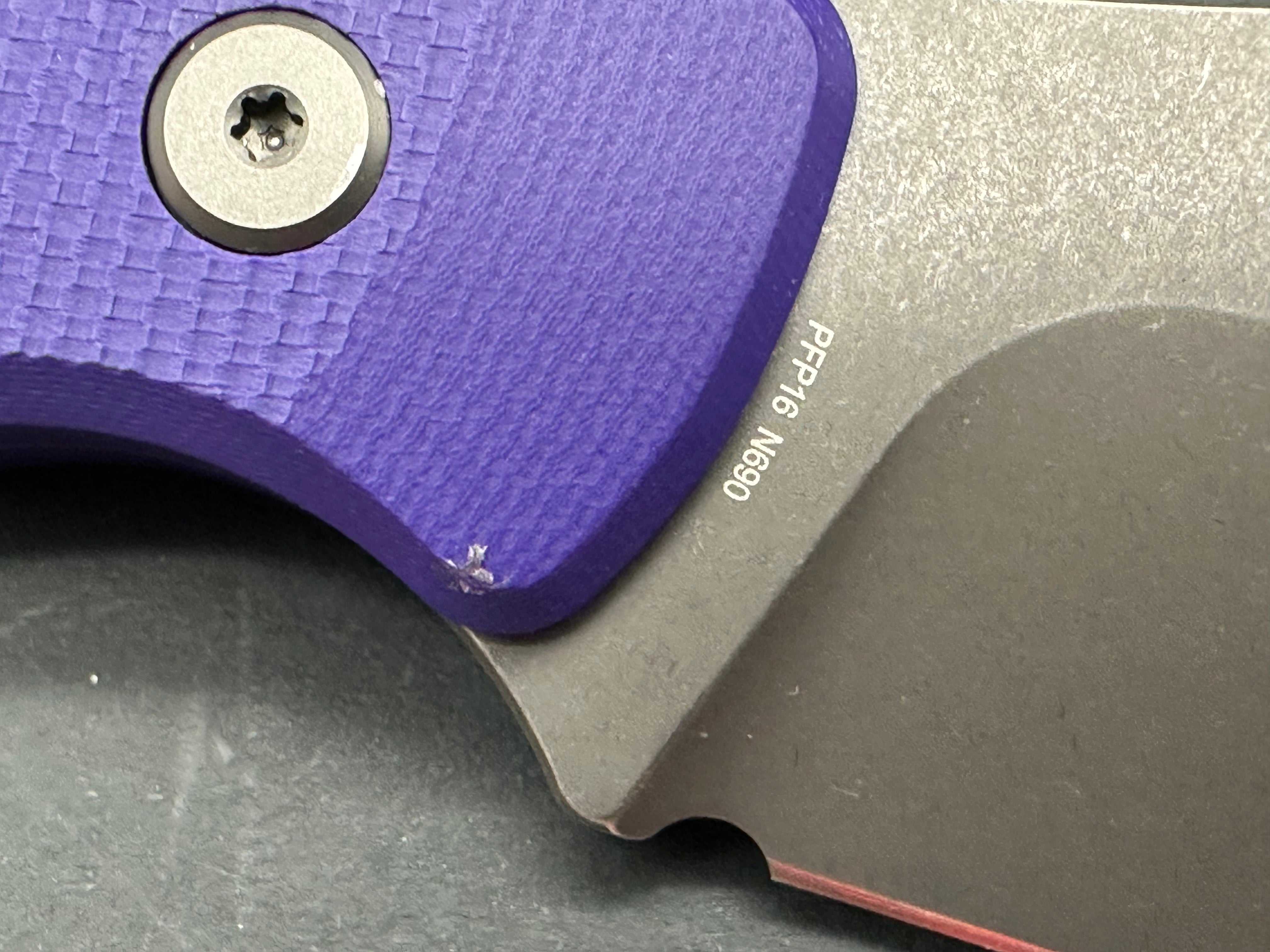 Petrified Fish Barracuda - PFP16 Purple G10 handle w/N690 blade
