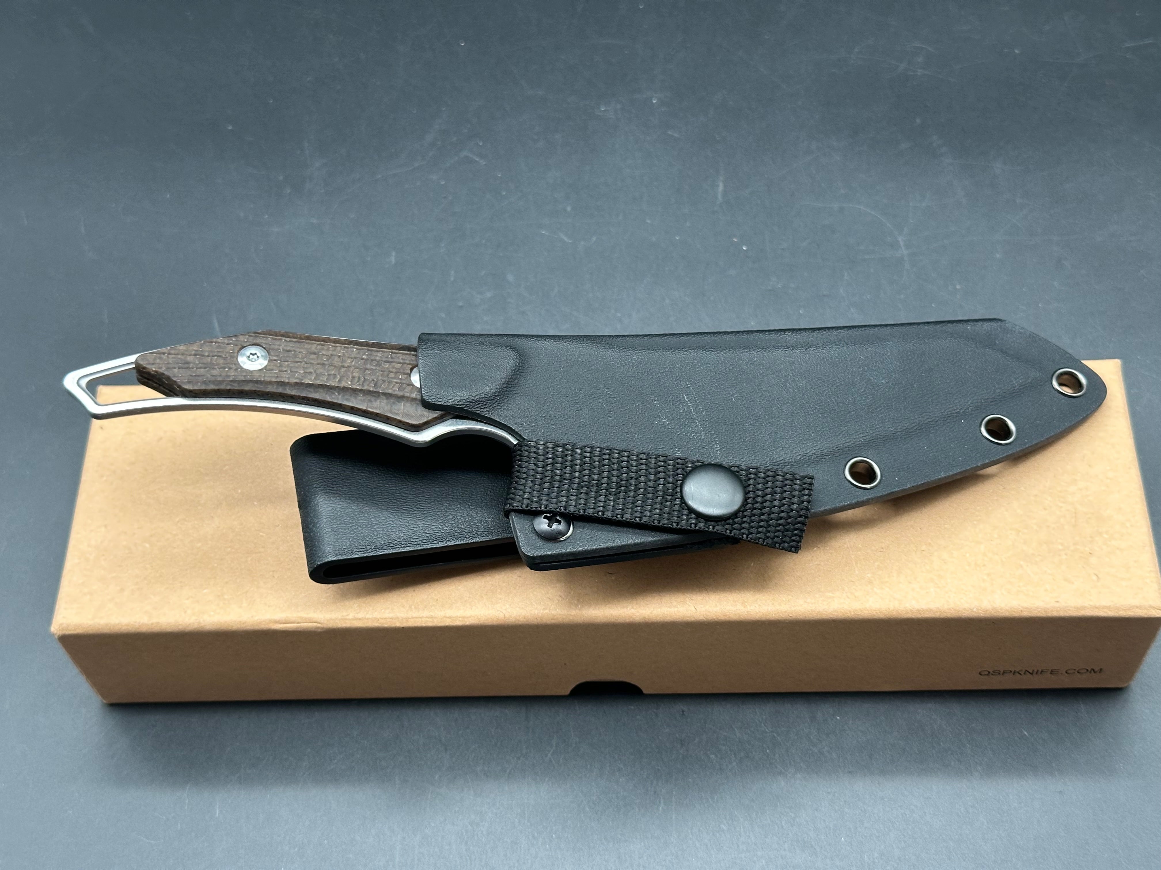 QSP T-COOK FIXED BLADE KNIFE BLACK GLOW IN THE DARK HANDLE NITRO-V WHARNCLIFFE PLAIN EDGE STONEWASH