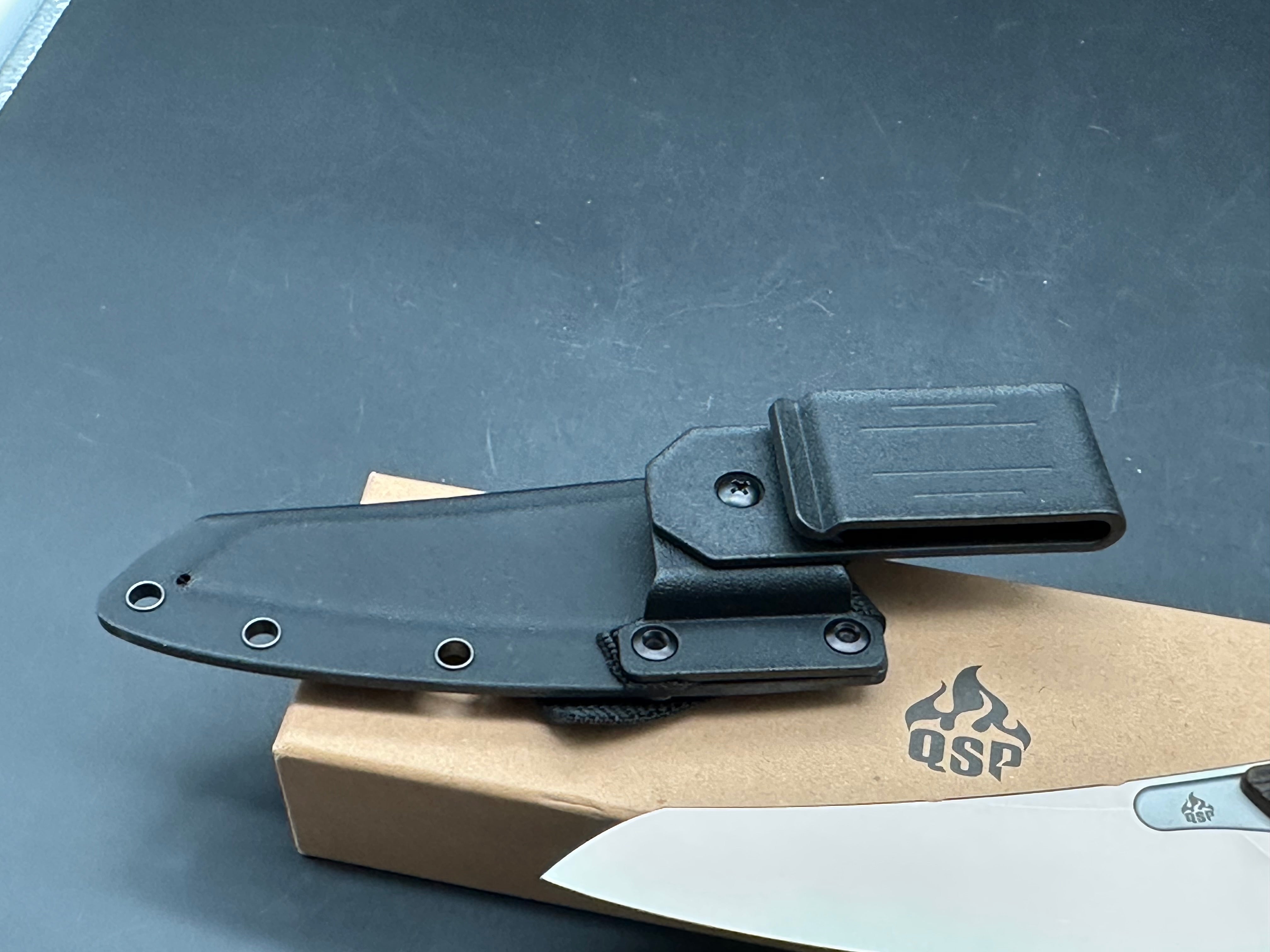 QSP T-COOK FIXED BLADE KNIFE BLACK GLOW IN THE DARK HANDLE NITRO-V WHARNCLIFFE PLAIN EDGE STONEWASH