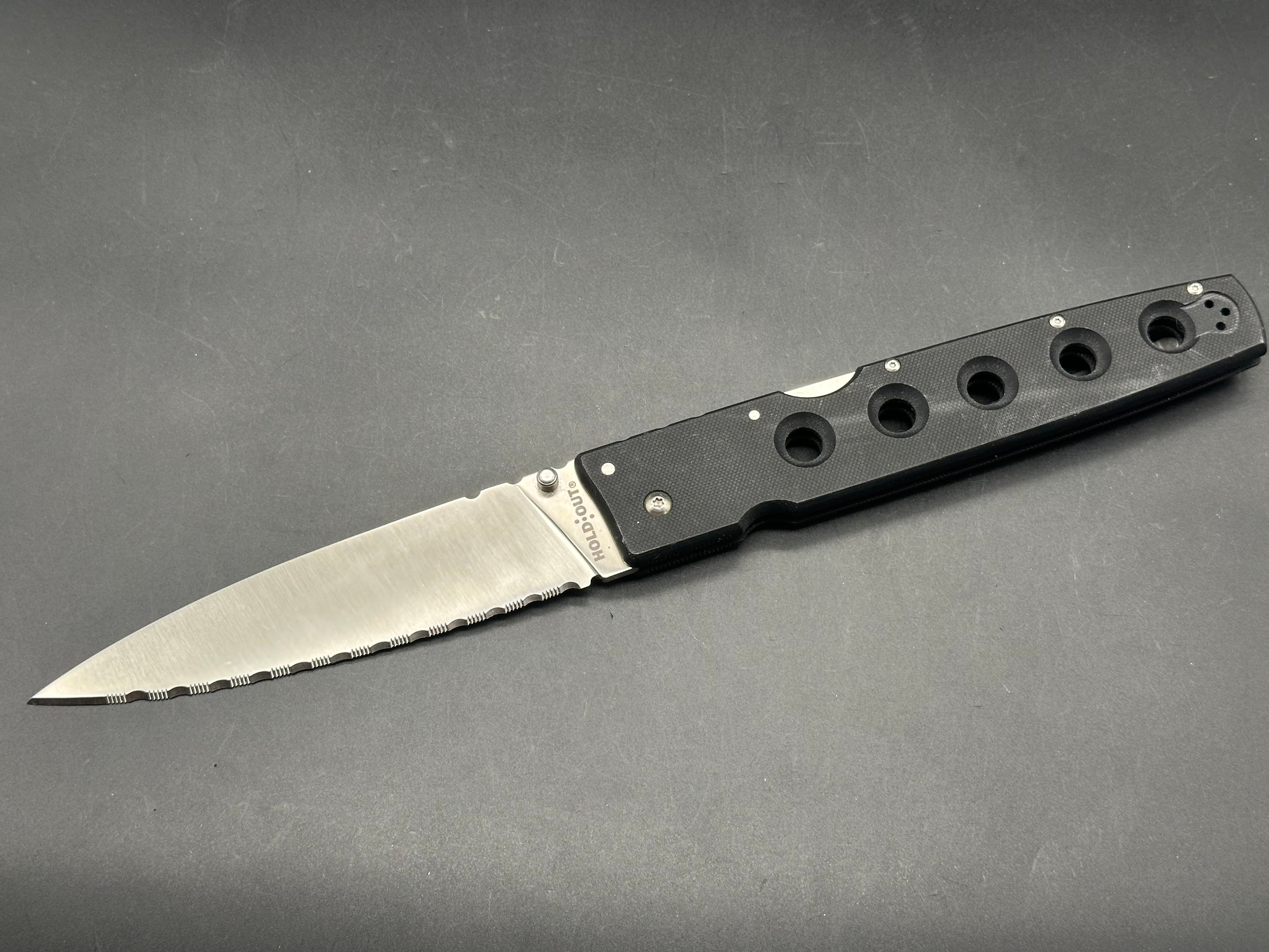 Cold Steel Hold Out 6 Inch Tri-Ad Lock Knife Black G-10 (6" Satin Serr)