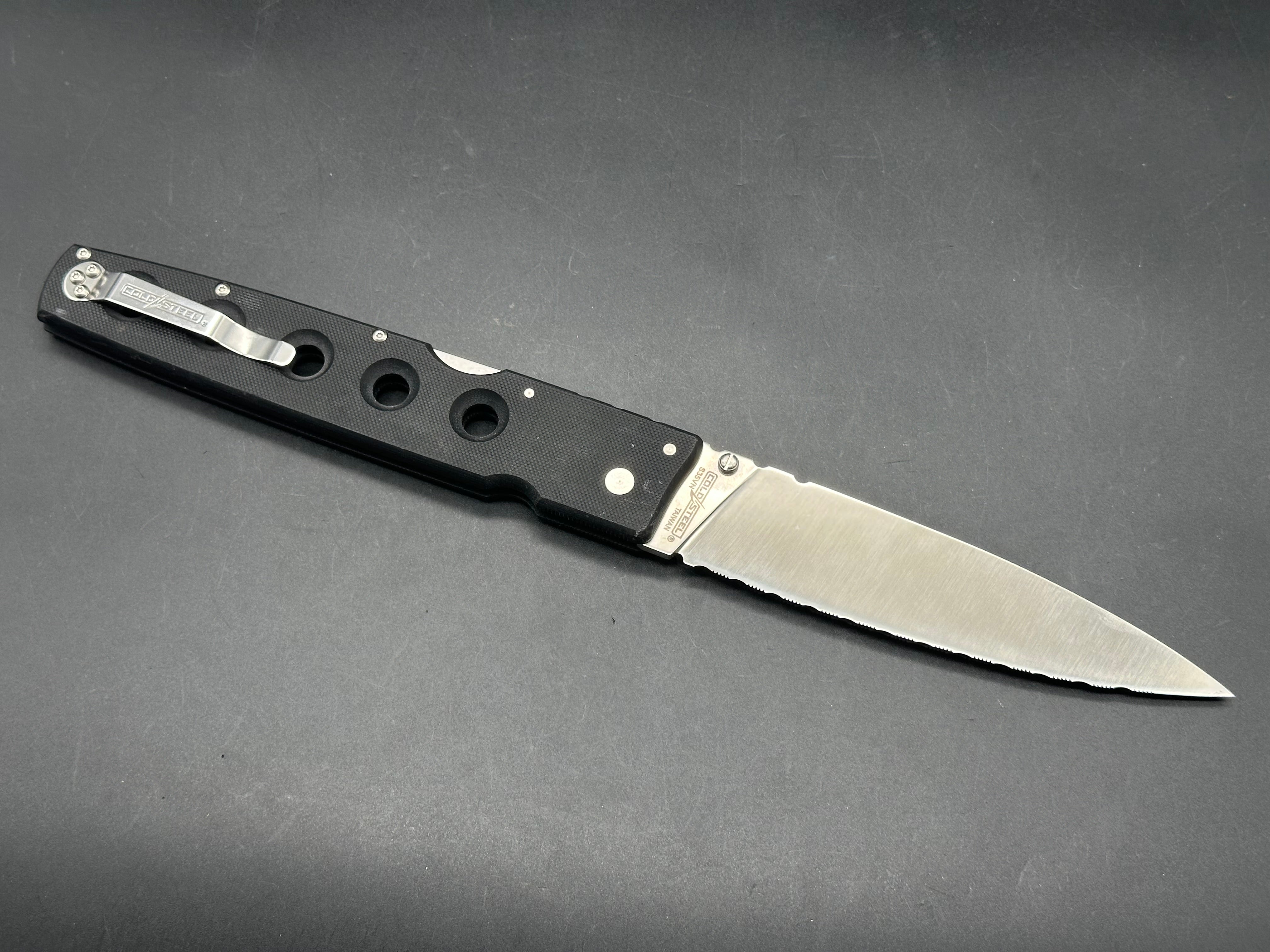 Cold Steel Hold Out 6 Inch Tri-Ad Lock Knife Black G-10 (6" Satin Serr)