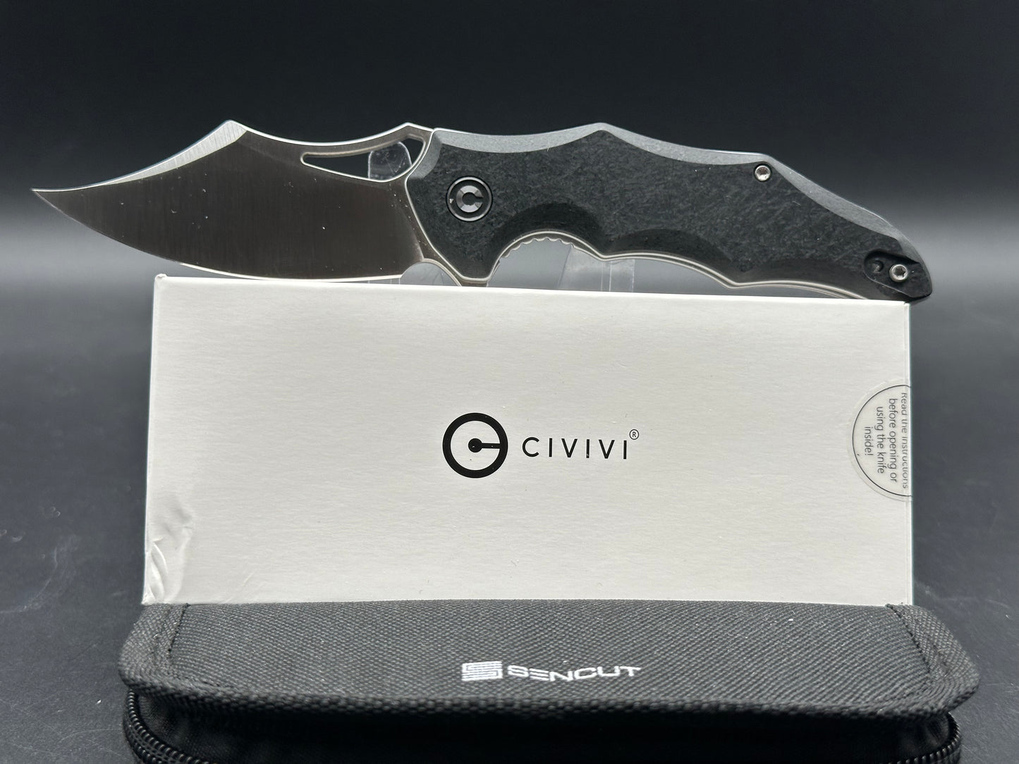 CIVIVI CHIRO FOLDING KNIFE BLACK HANDLE 14C28N CLIP POINT PLAIN EDGE SATIN