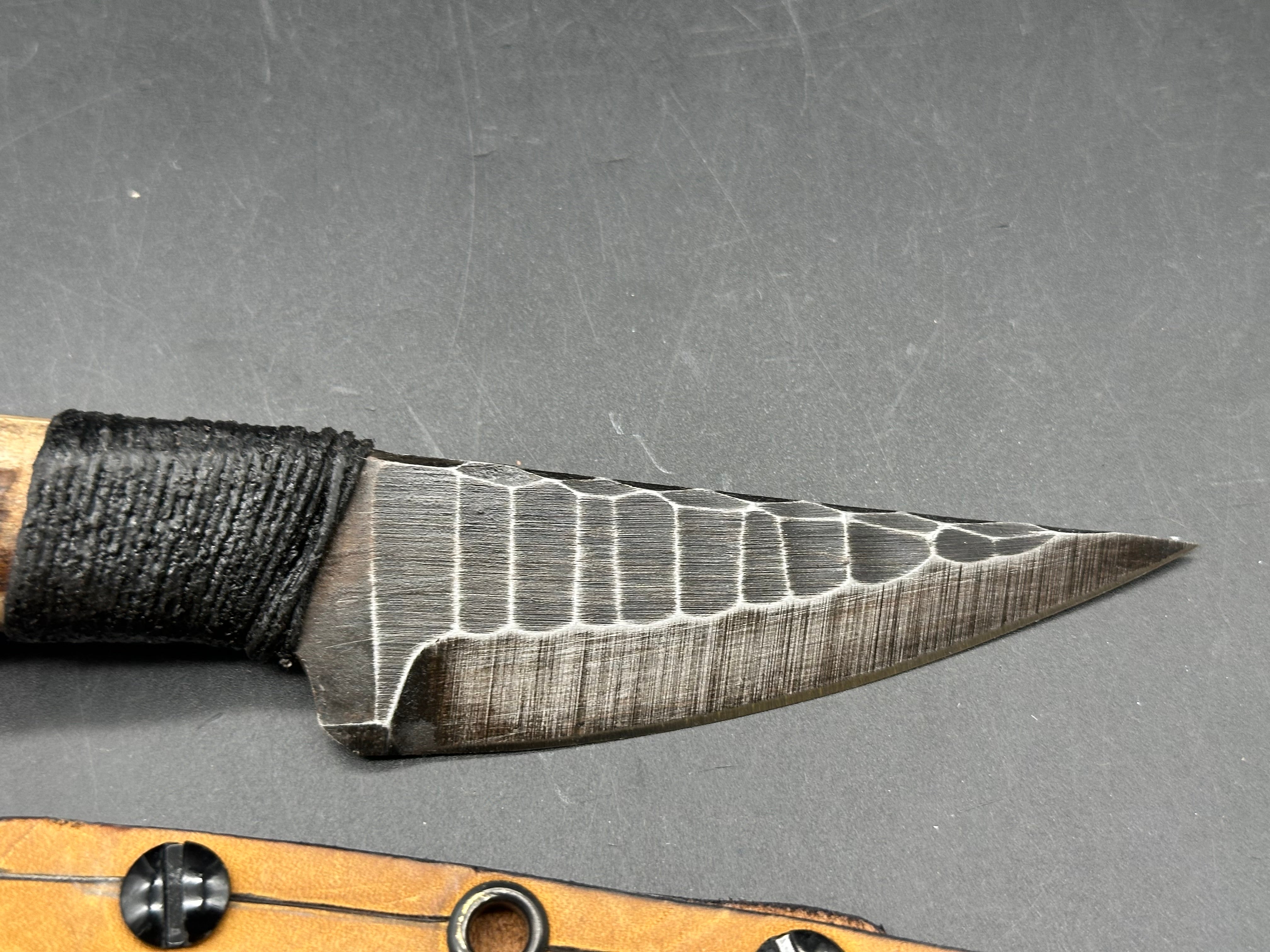 Polite But Dangerous - Moose Antler Roach Belly fixed blade