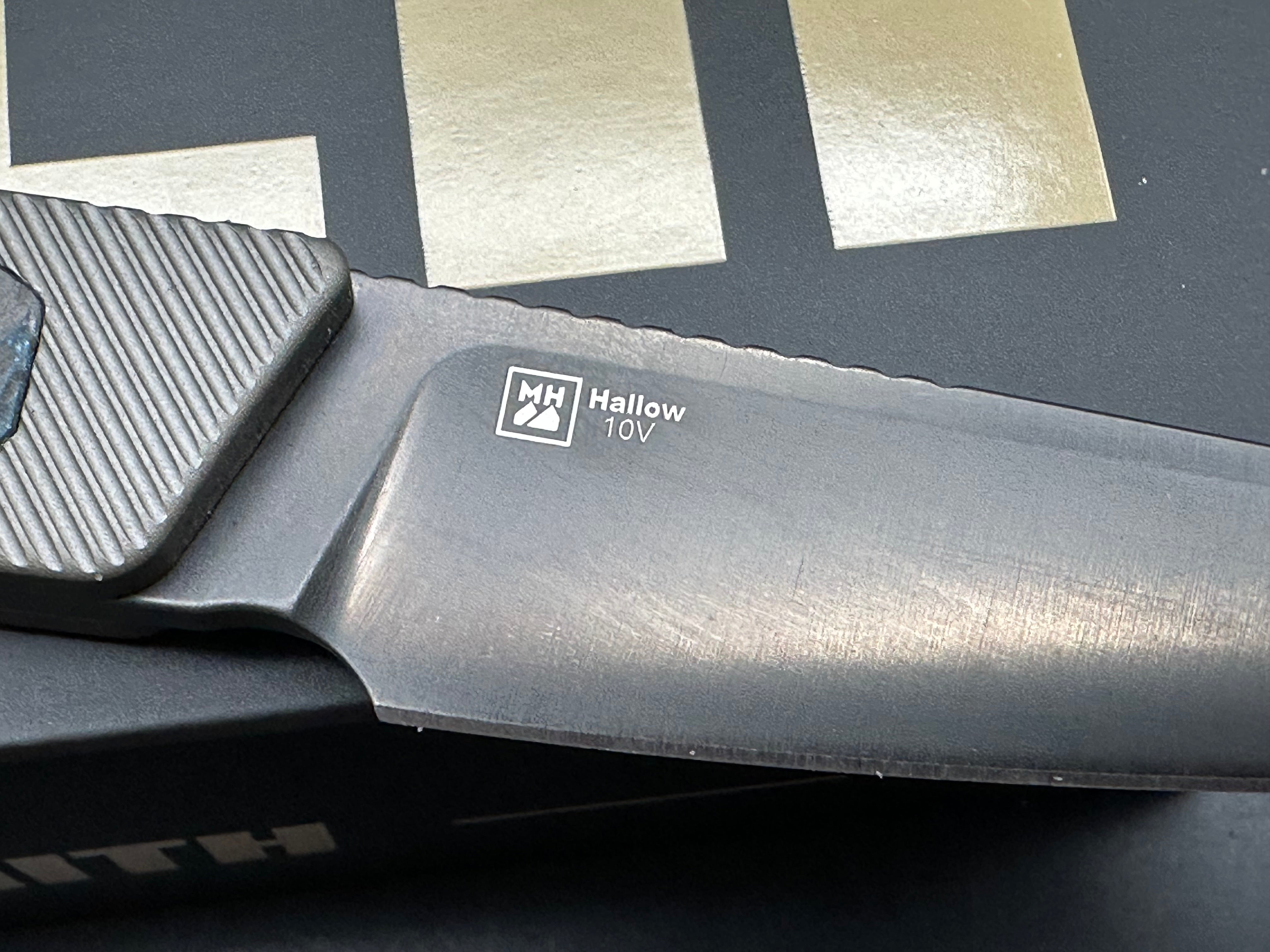 KIZER HALLOW FIXED BLADE KNIFE ALUMINUM/CARBON FIBER HANDLE 10V REVERSE TANTO PLAIN GUNMETAL GRAY PVD