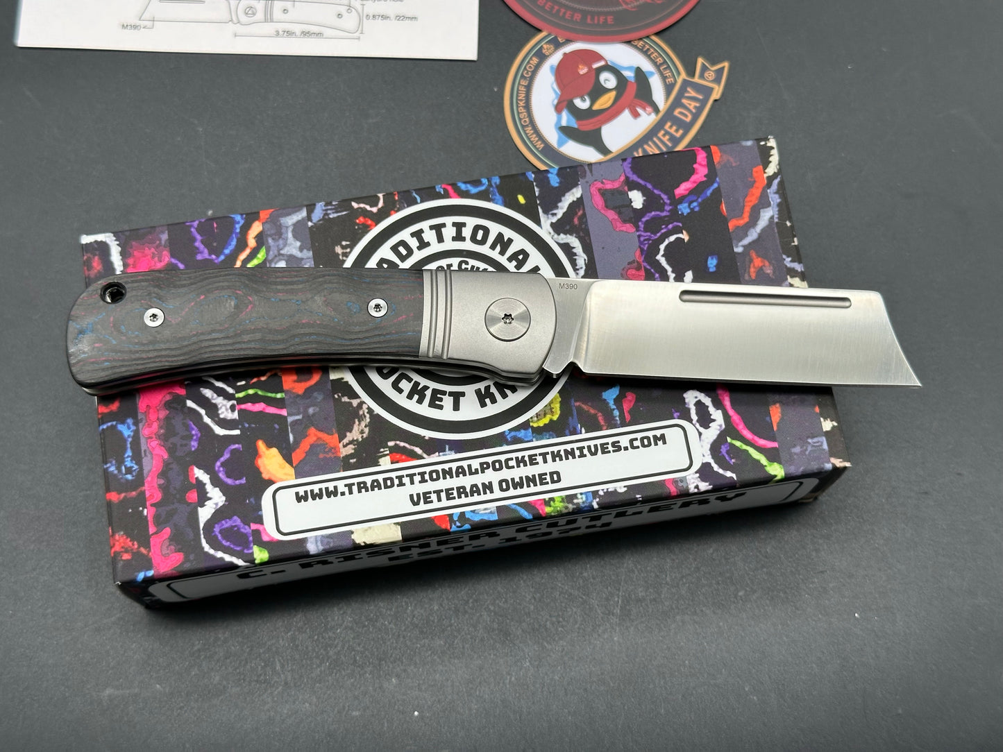 QSP Hedgehog Slip Joint (C.Risner Exclusive), 2.875" M390 Satin Blade with Miami Vice CamoCarbon Handle