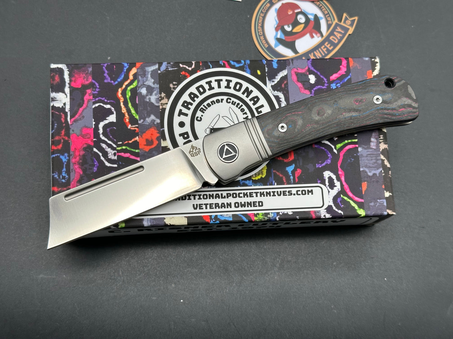 QSP Hedgehog Slip Joint (C.Risner Exclusive), 2.875" M390 Satin Blade with Miami Vice CamoCarbon Handle