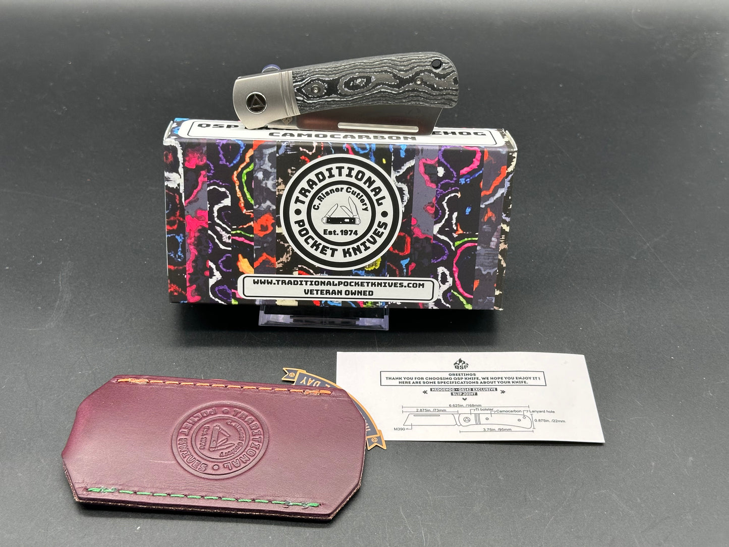 QSP Hedgehog Slip Joint (C.Risner Exclusive), 2.875" M390 Satin Blade with Purple Cow CamoCarbon Handle