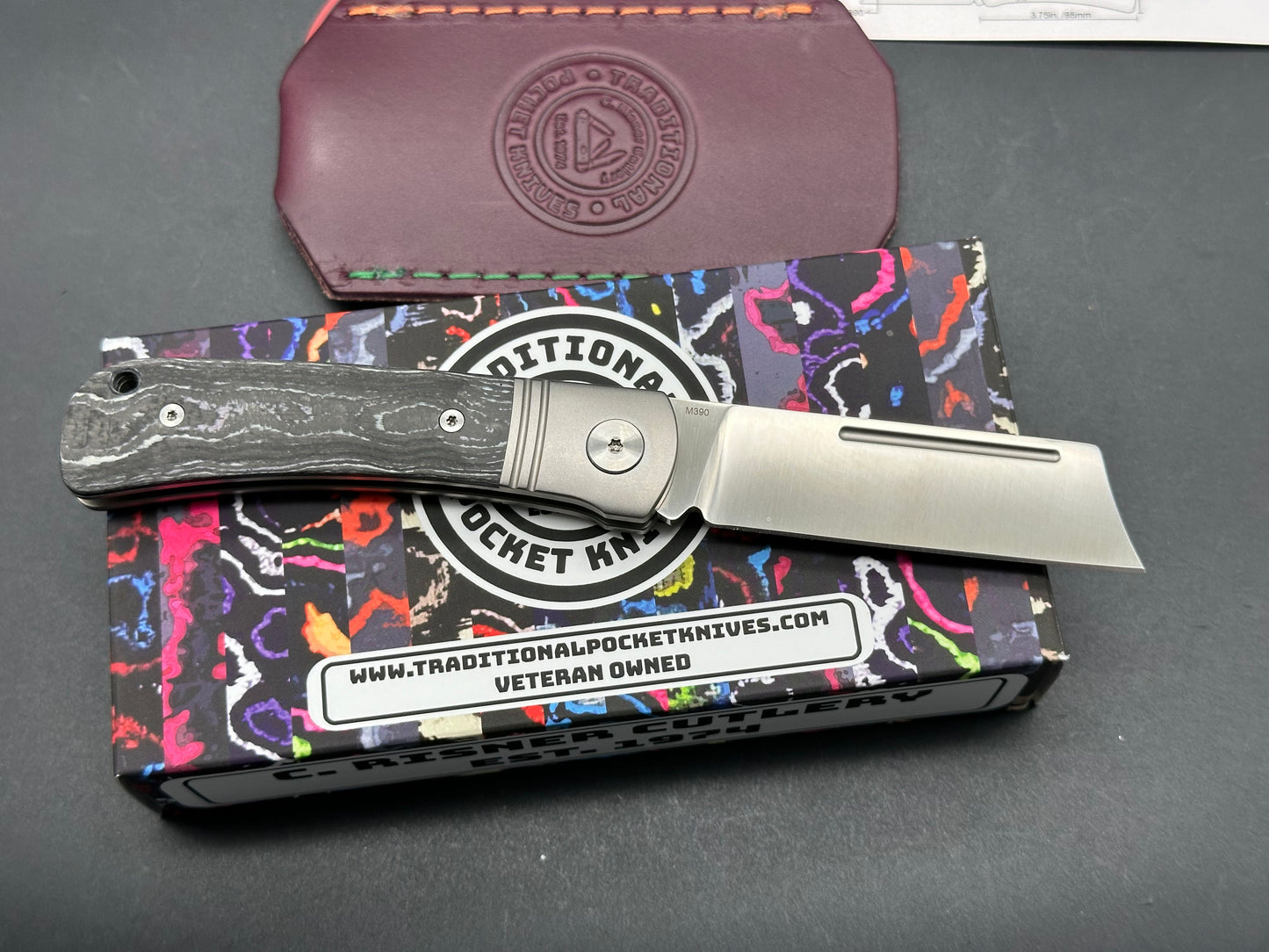 QSP Hedgehog Slip Joint (C.Risner Exclusive), 2.875" M390 Satin Blade with Purple Cow CamoCarbon Handle