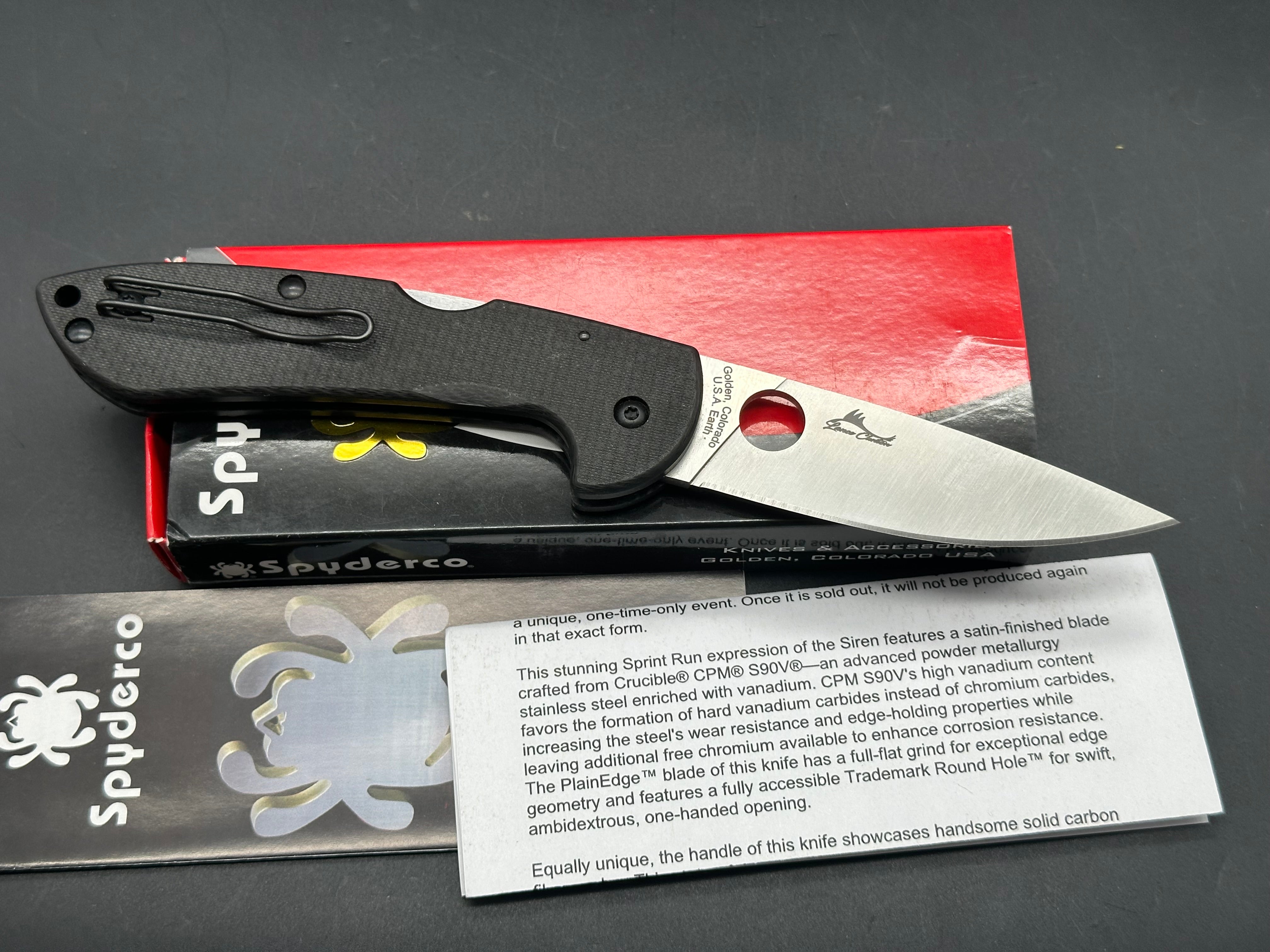 Spyderco Siren Lockback Knife Sprint Run Carbon Fiber (3.6" Satin S90V)