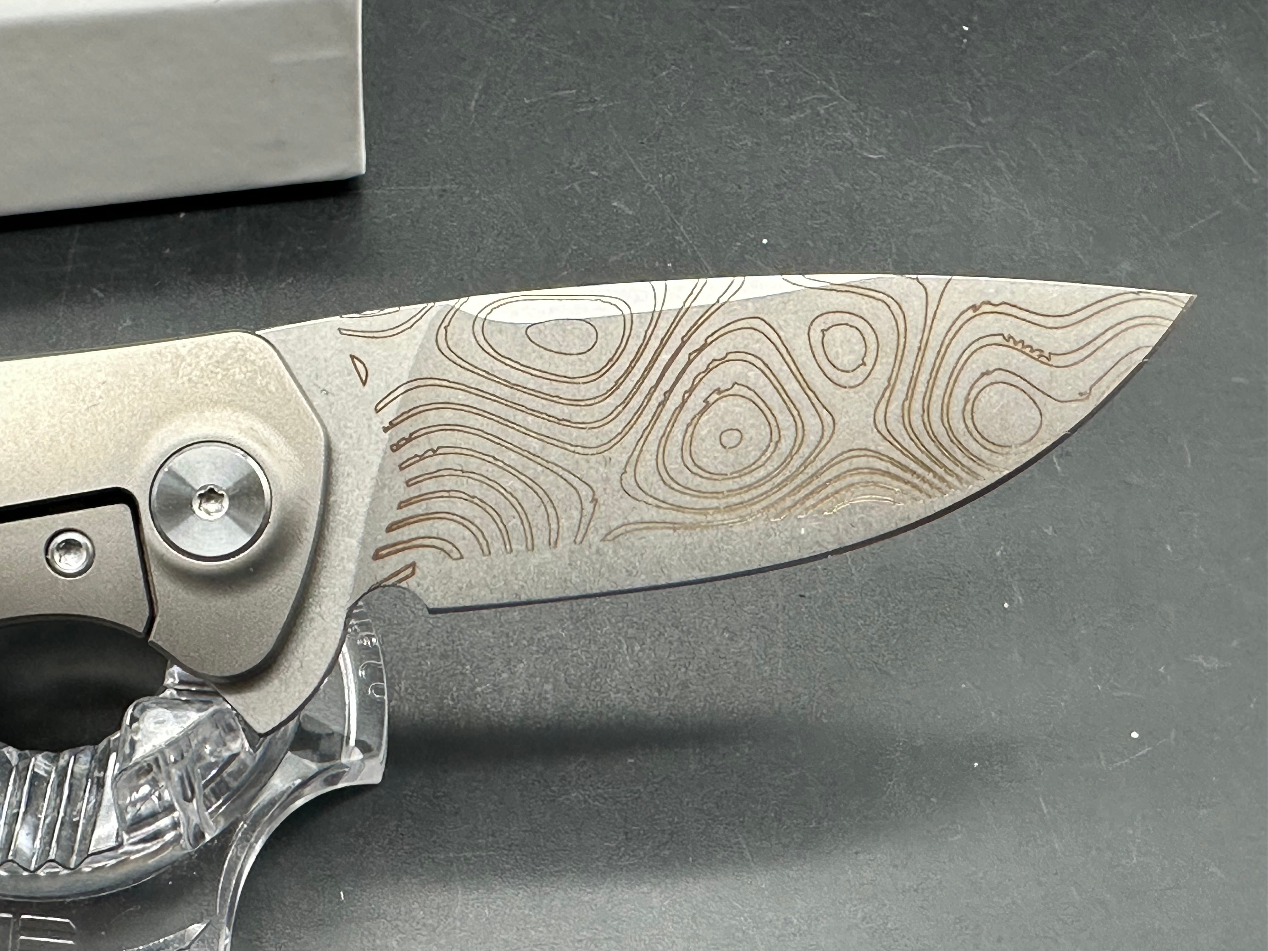 NRiggi Knives "JERSEY" Titanium handle CPM 20CV laser engraved stonewashed blade